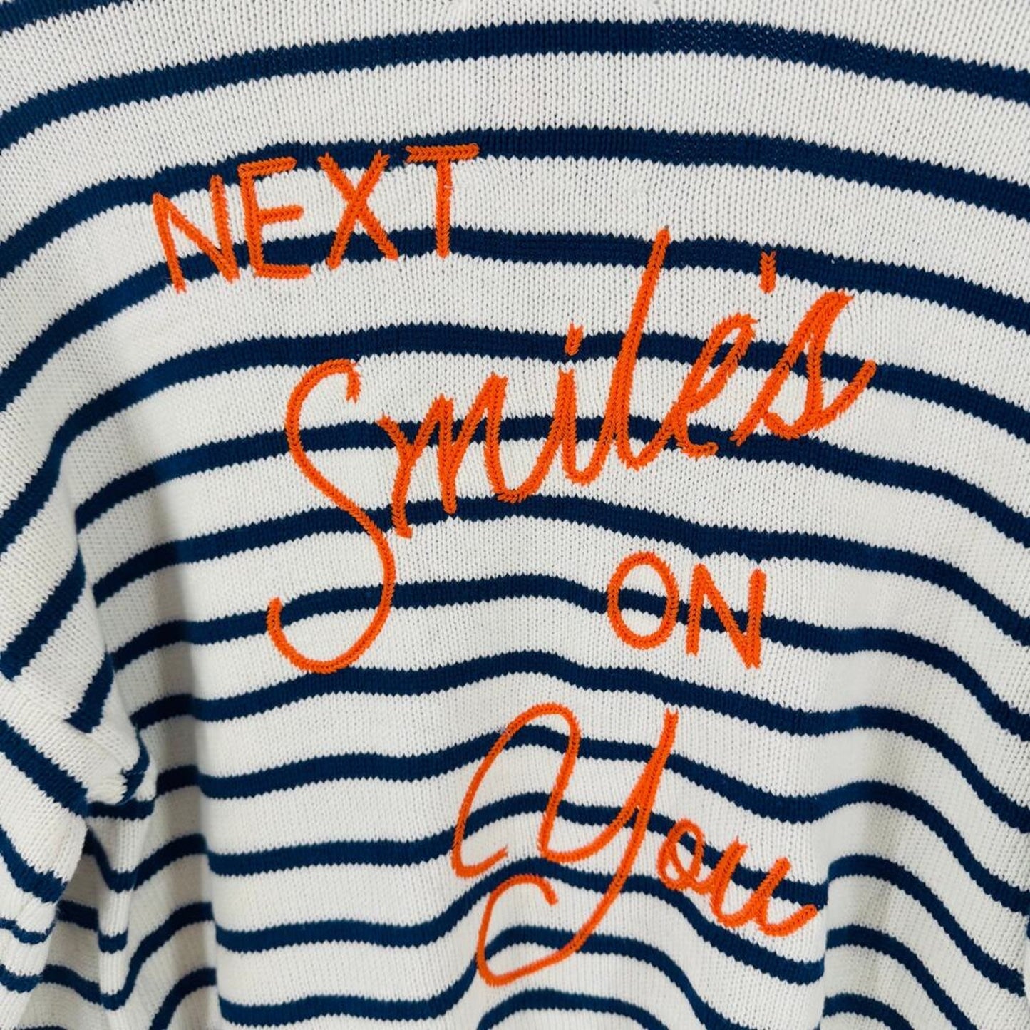 Kerri Rosenthal XOKR Striped Pullover Sweater Embroidered Nautical Size M Medium