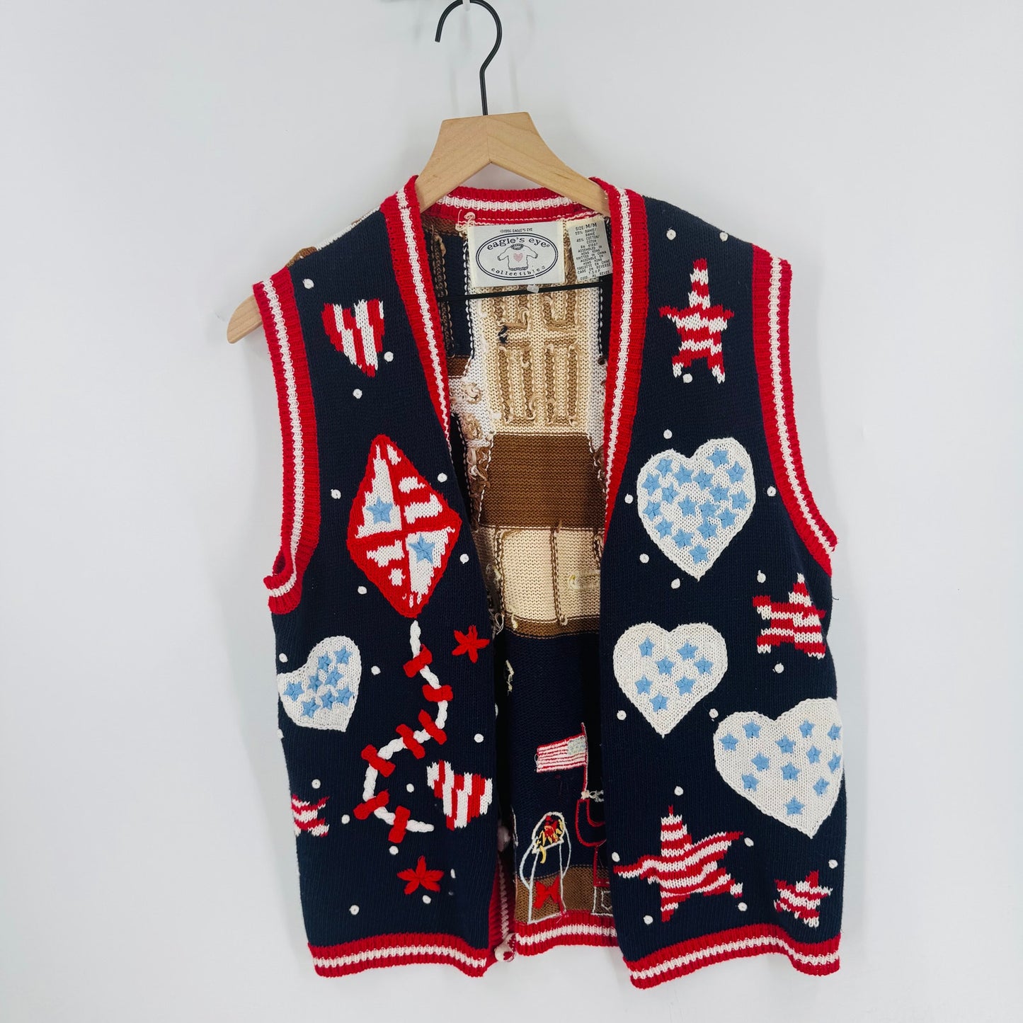 Vintage Eagle’s Eye Collectibles Patriotic Knit Vest Sleeveless V-Neck Size M