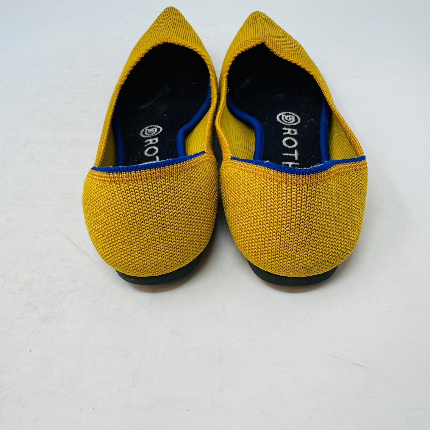 Rothy’s Point Flats Women’s Size 7 Yellow Knit Shoes Sustainable Washable Comfort