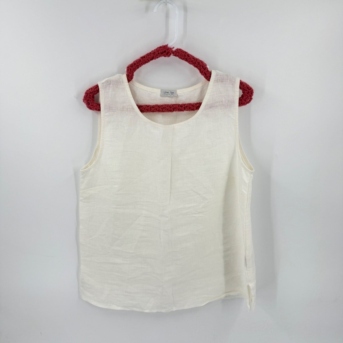 Linen Sea Sleeveless Linen Tank Top Natural Lithuania Minimalist Size L Large