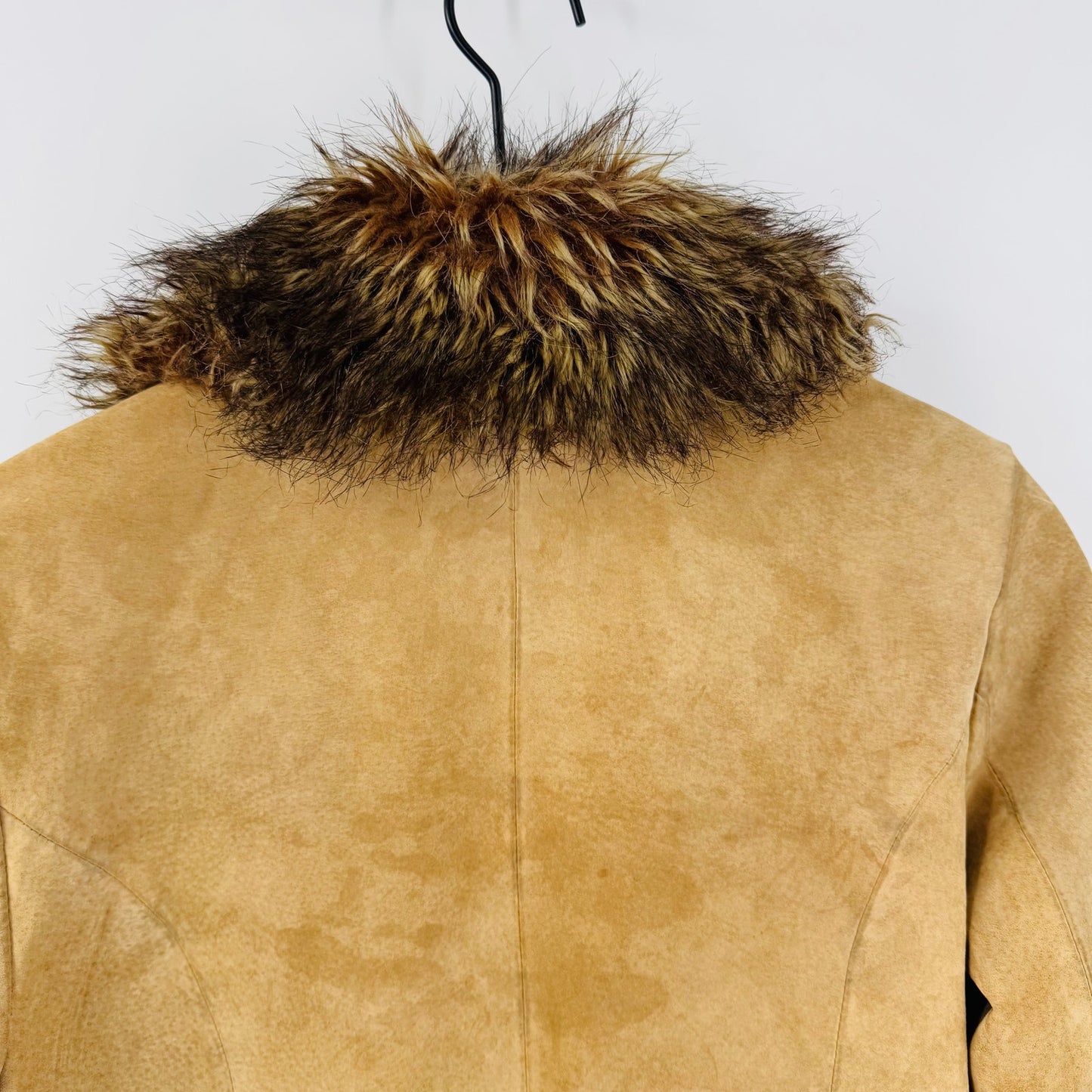 Vintage Delia’s Suede Faux Fur Penny Lane Coat Camel Brown Size S Small