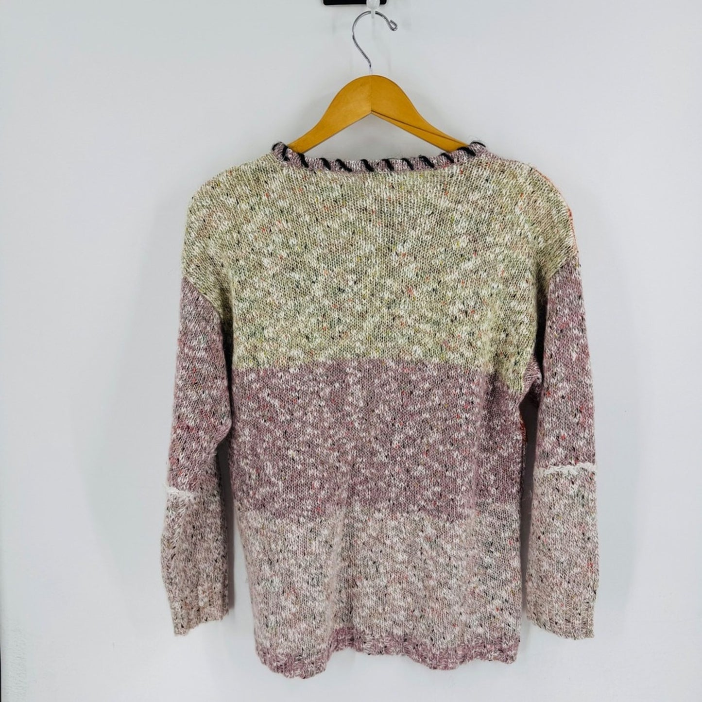 Carducci Patchwork Sweater Women's Size L Multi Color Knit Long Sleeve