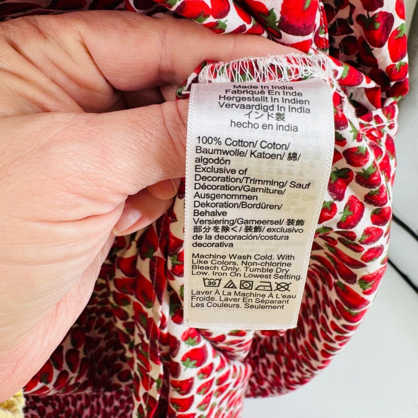 J. Crew Strawberry Print Smocked Midi Dress Size XL Whimsical Summer Fruit Print
