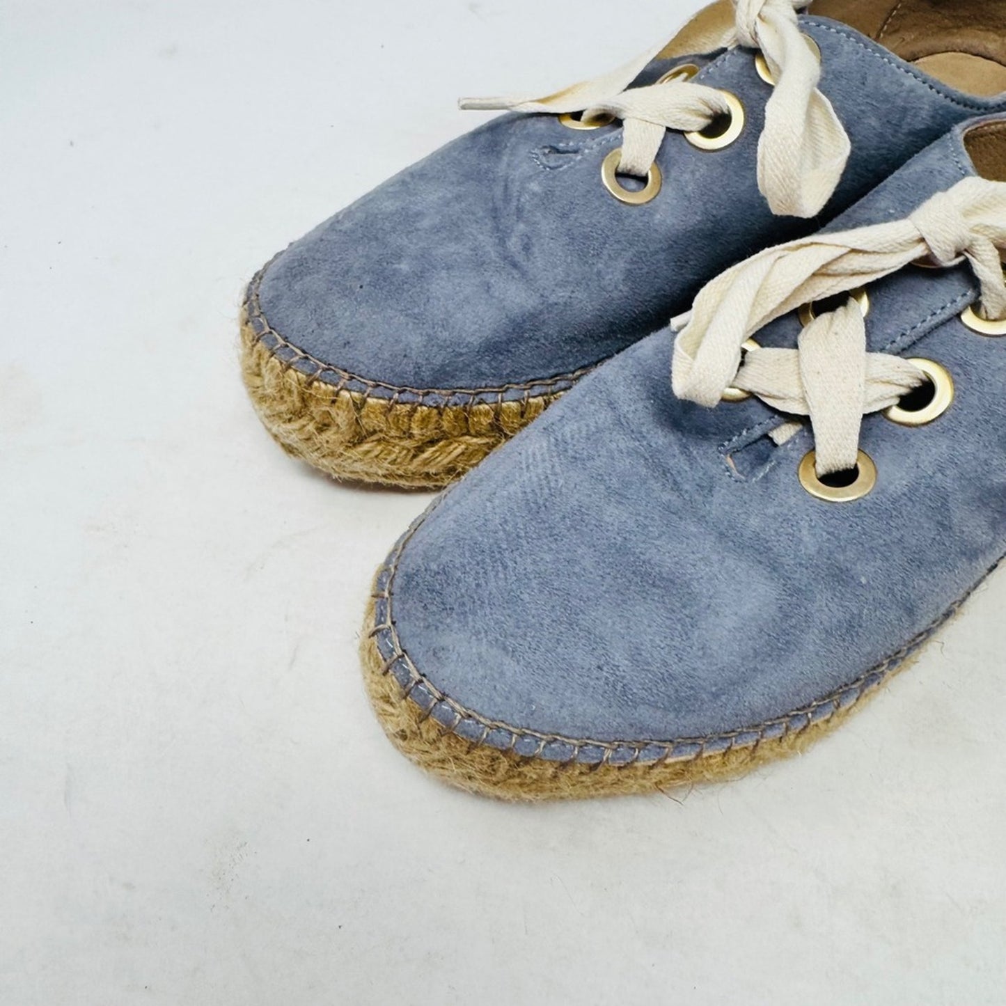 Eric Michael Blue Suede Espadrille Sneakers EU 38 Platform Spain Boho Coastal