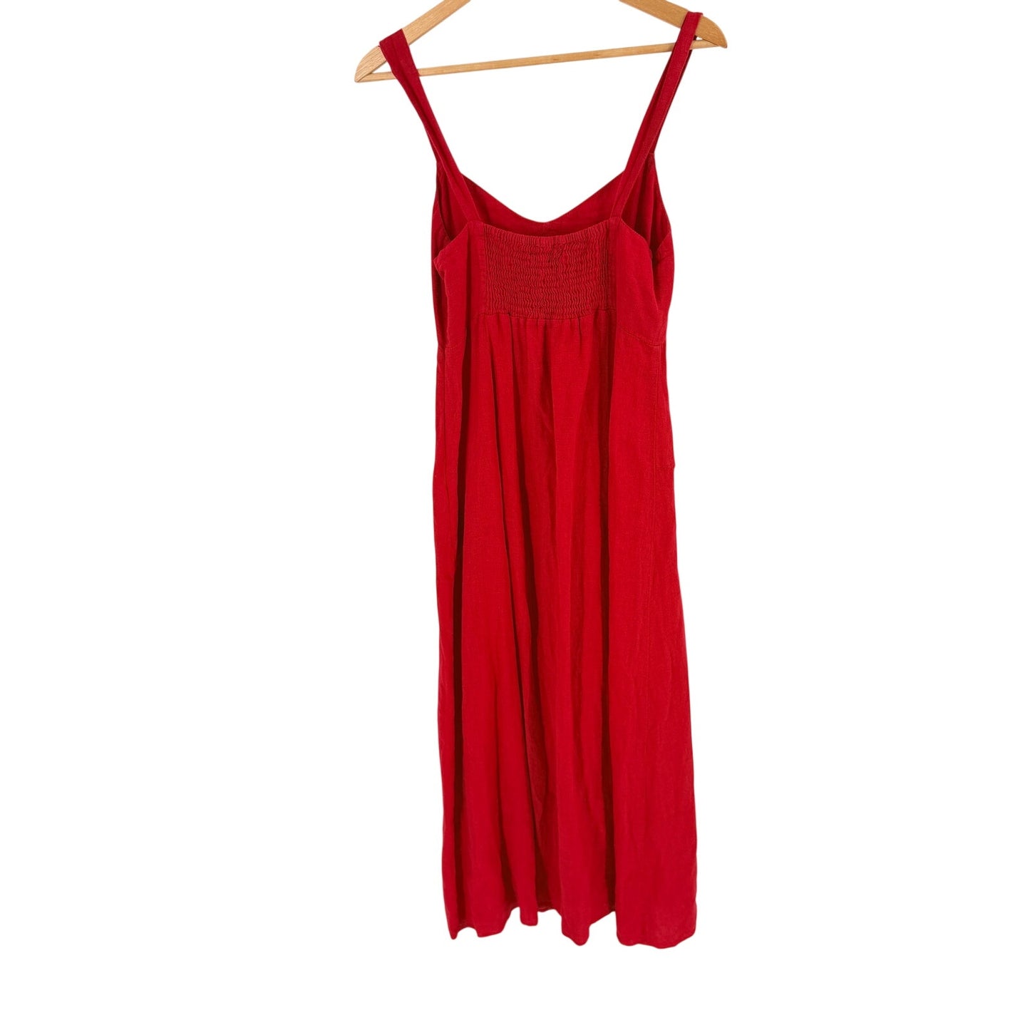 Zara 100% Linen Slip Dress Red Small NWT Coastal Resort Summer