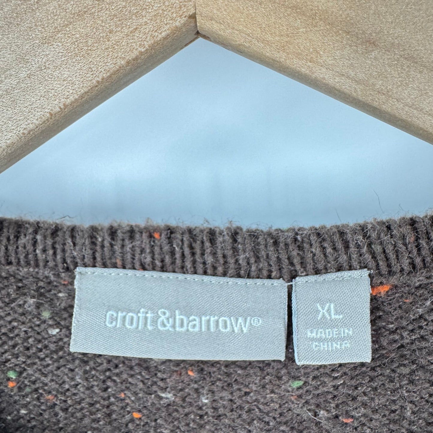 Vintage Croft & Barrow Embroidered Paisley Zip Cardigan Brown Sweater Size XL