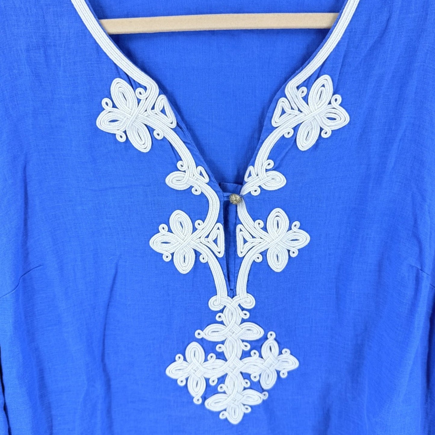 Charter Club Tunic Blue Plus Size 1X Embroidered V-Neck Coastal Boho Cover-Up