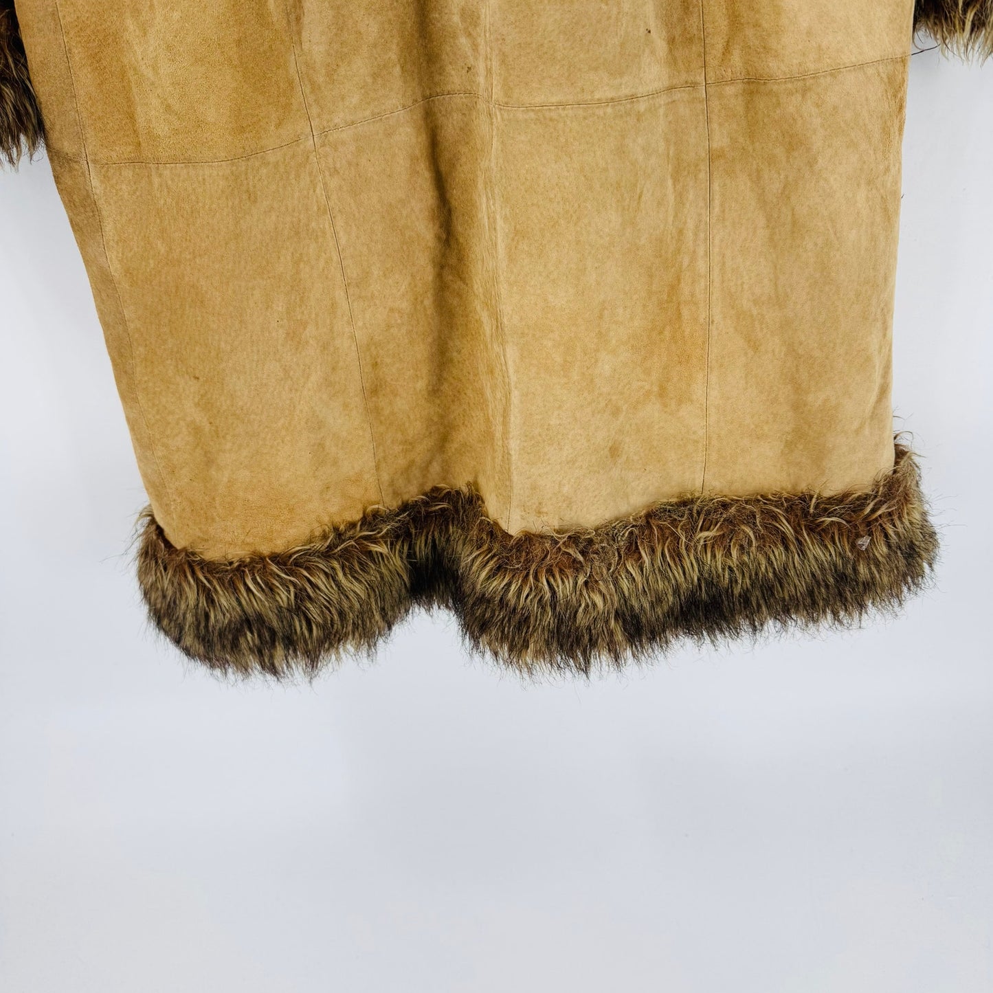 Vintage Delia’s Suede Faux Fur Penny Lane Coat Camel Brown Size S Small