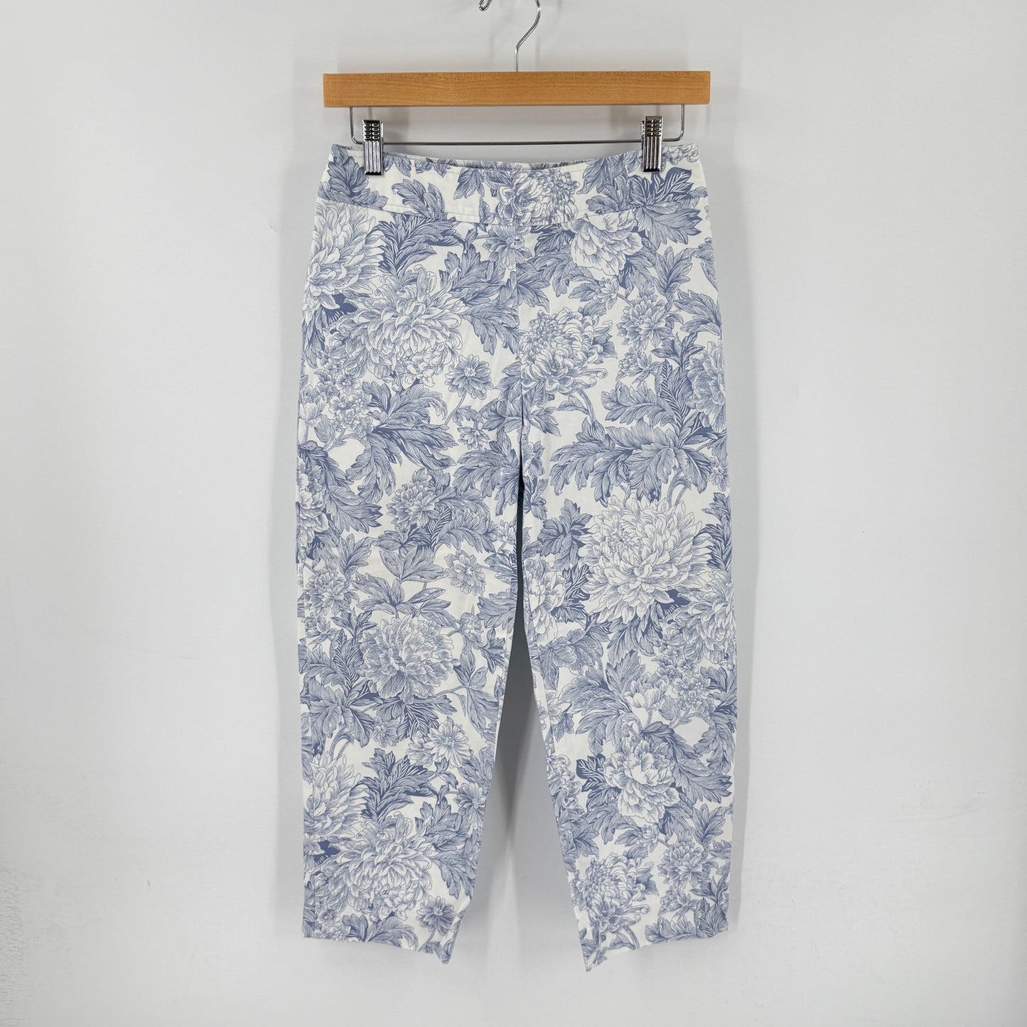 Vintage Rafaella Floral Capris Blue White 6P Cottage Coastal Garden Party