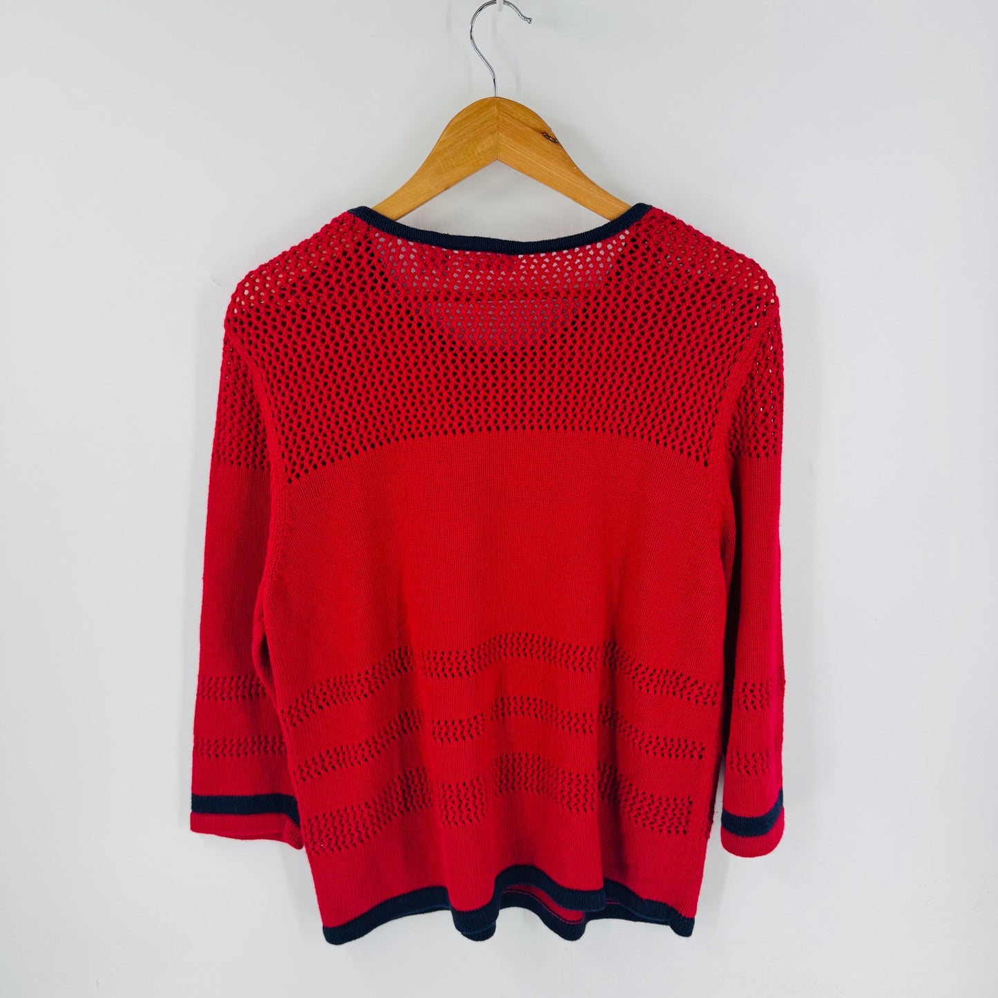 Vintage Croft & Barrow American Flag Knit Sweater Red Patriotic USA Size Large