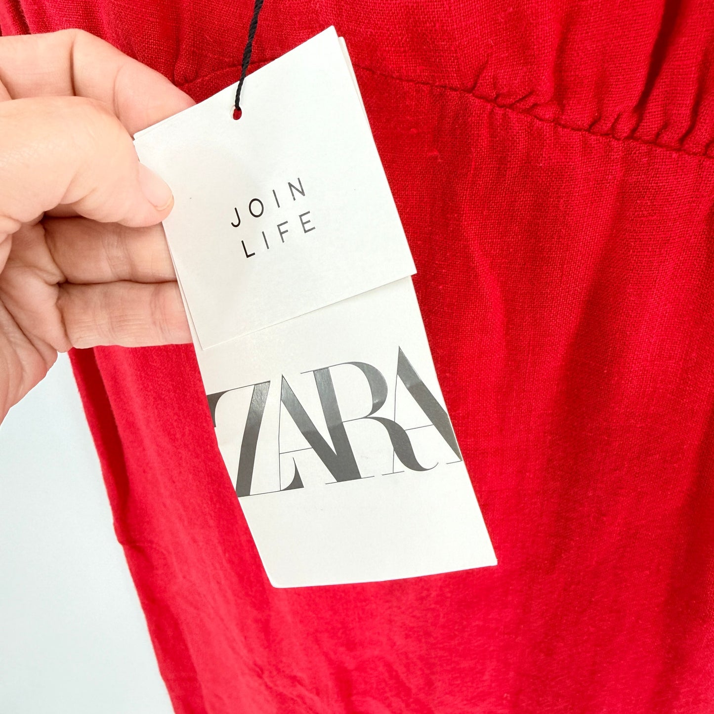 Zara 100% Linen Slip Dress Red Small NWT Coastal Resort Summer