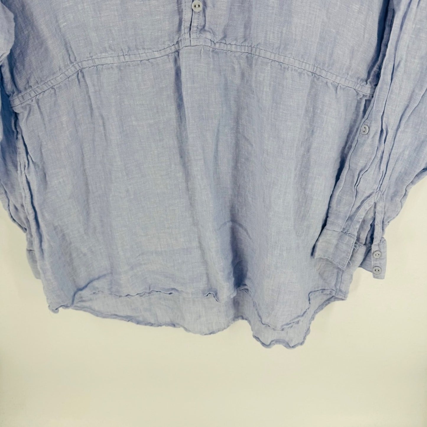 Sigrid Olsen Light Blue Linen Tunic Size XL Babydoll Coastal Lagenlook Drapey