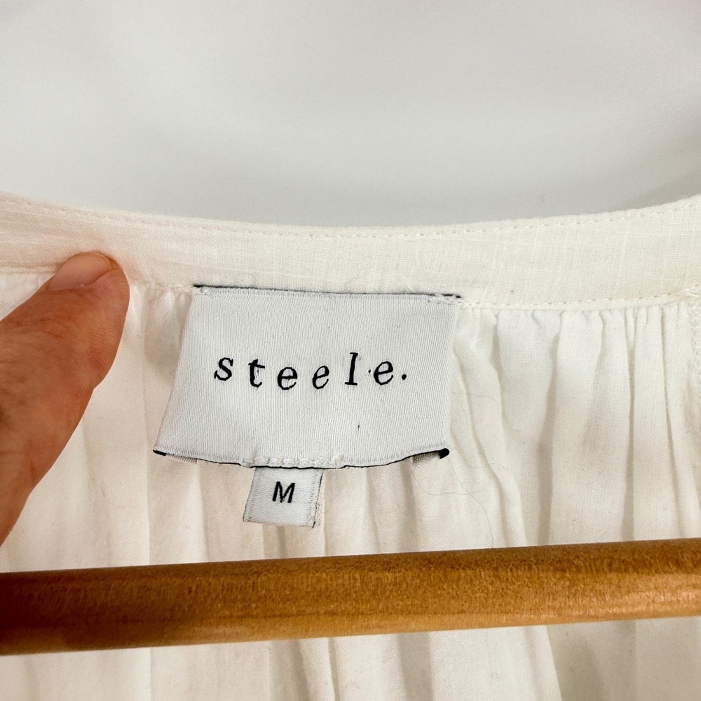 Anthropologie Steele Tiered White Mini Dress Medium Puff Sleeve Smocked Prairie