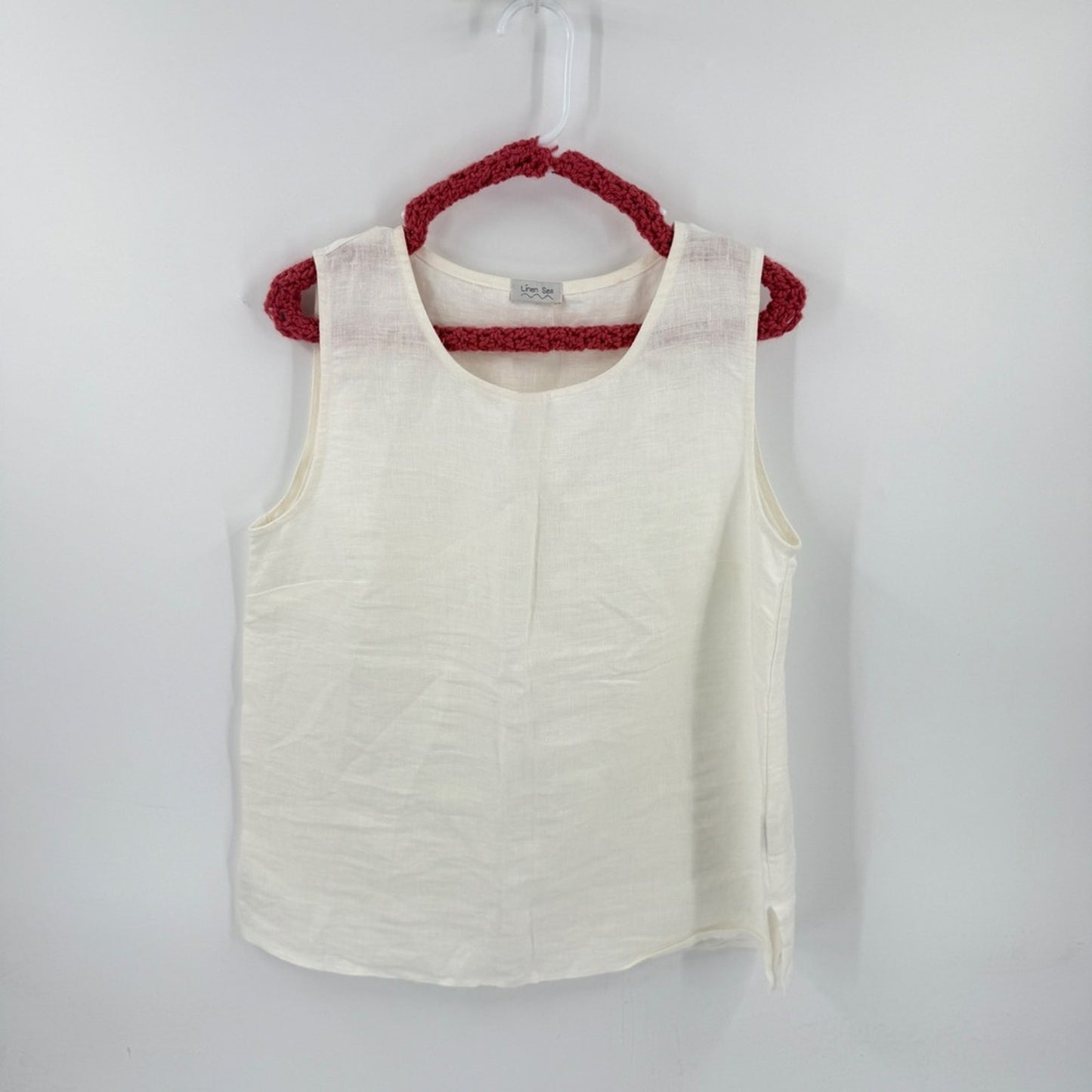 Linen Sea Sleeveless Linen Tank Top Natural Lithuania Minimalist Size L Large