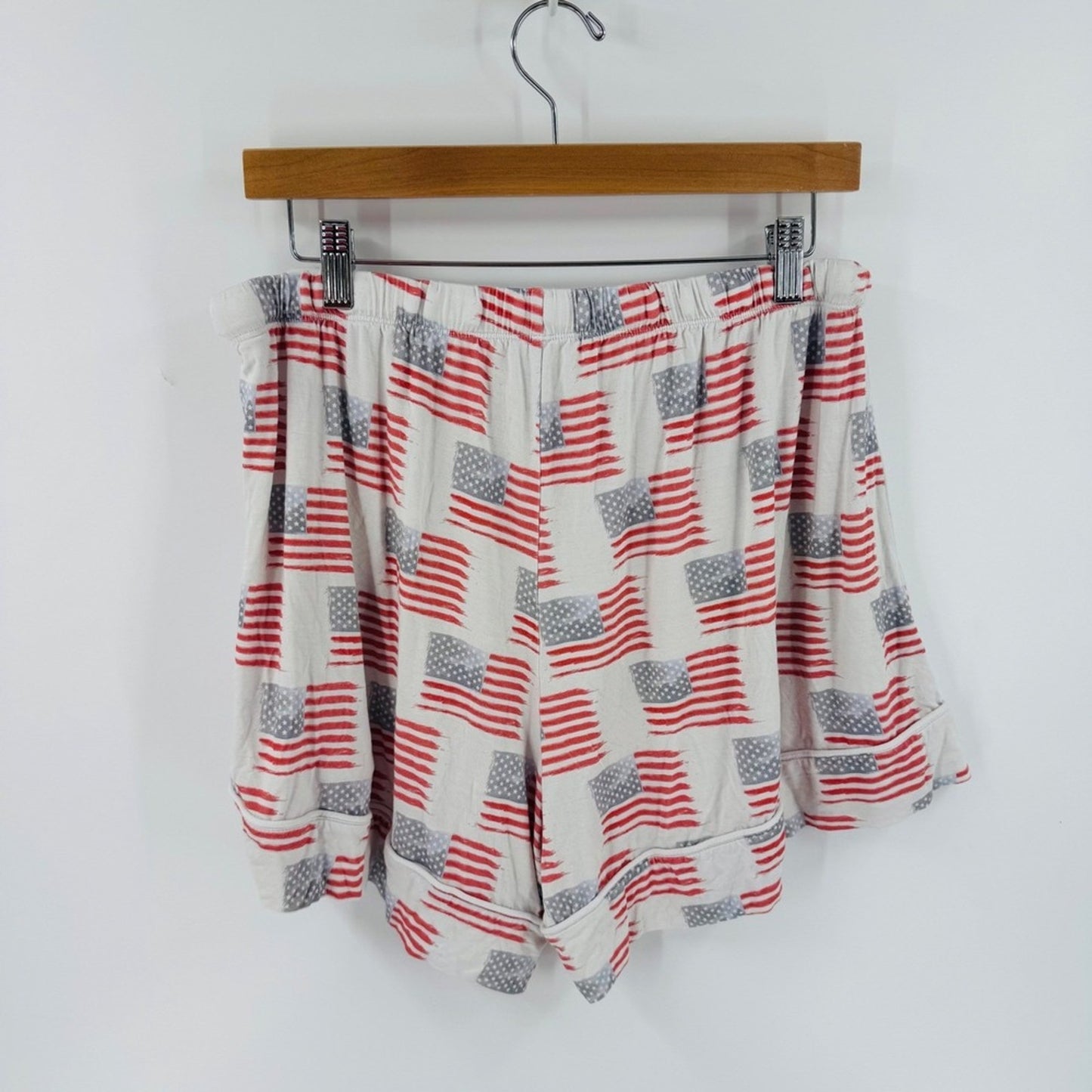 Little Pajama‎ Co. American Flag Sleepwear Set Button Top Shorts XXL Bamboo