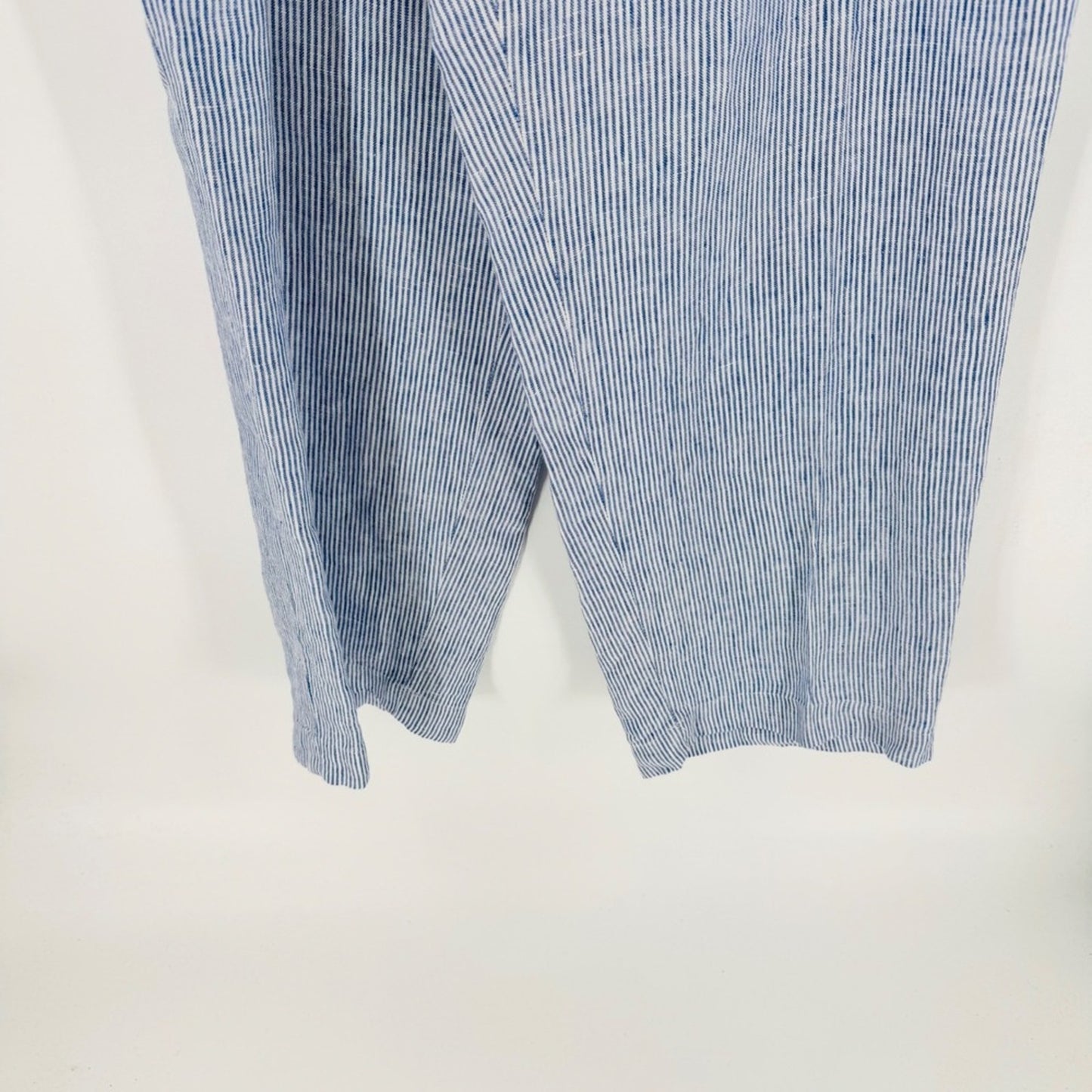 Talbots Linen Pants Blue White Stripe XLP Petite Coastal Summer Beachy Relaxed