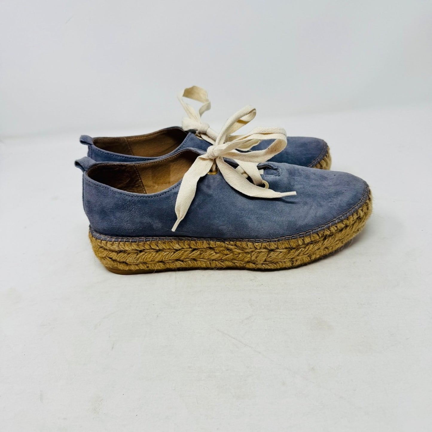 Eric Michael Blue Suede Espadrille Sneakers EU 38 Platform Spain Boho Coastal