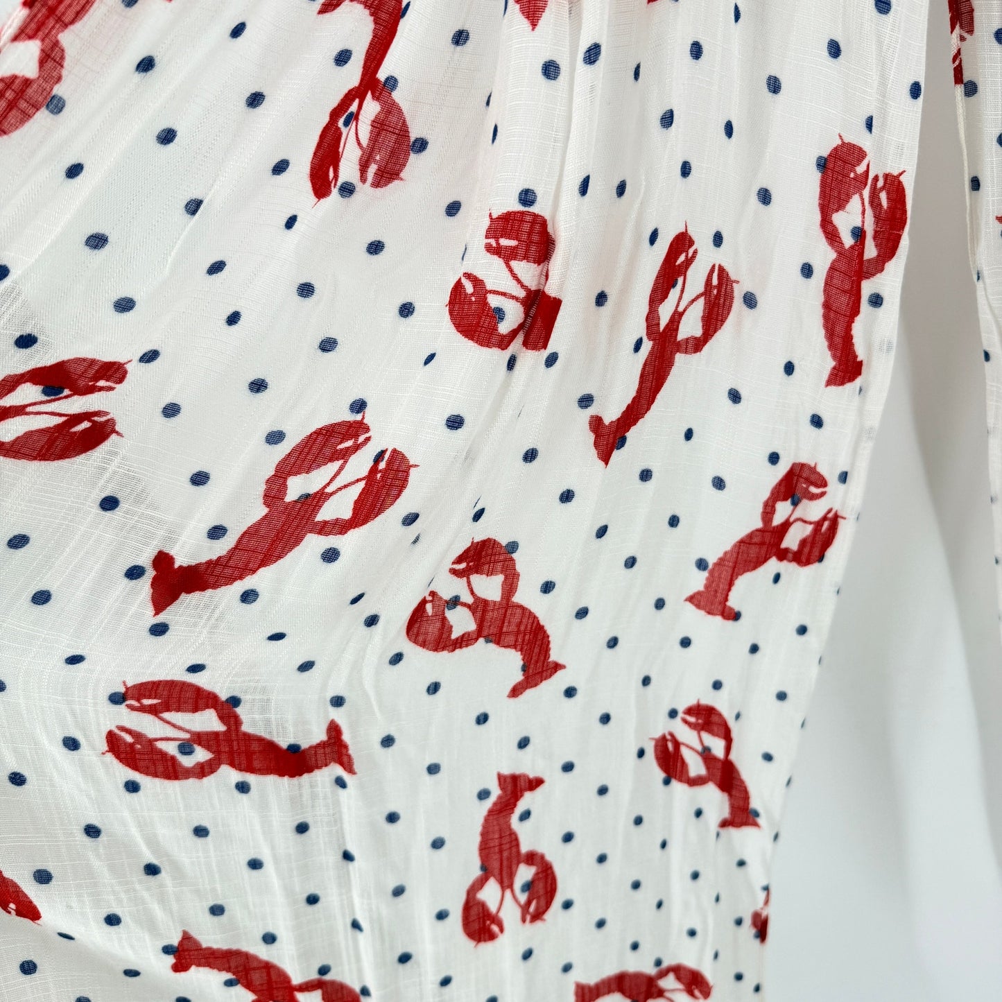 Lobster Print Scarf White Red Blue Coastal Americana Nautical Summer