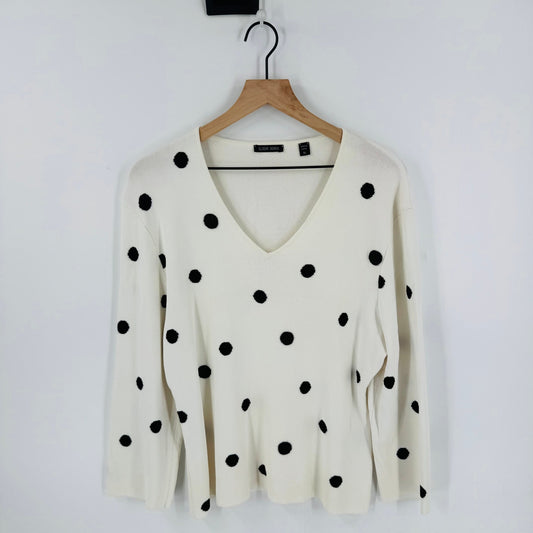 Vintage Venini Nights Embellished Polka Dot Lightweight Sweater XL Retro Look