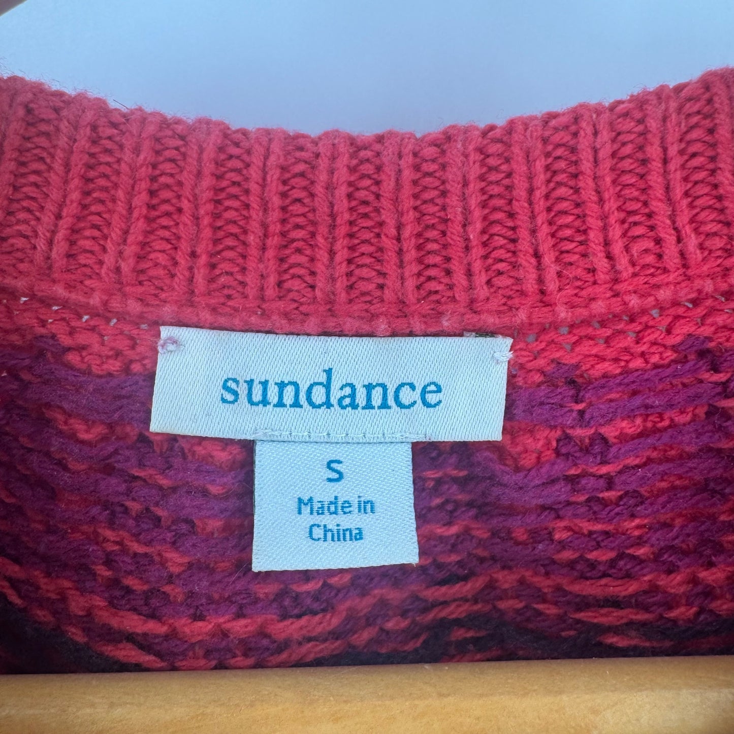 Sundance Red Fair Isle Knit Sweater Women’s Size S Nordic Boho Winter Pullover