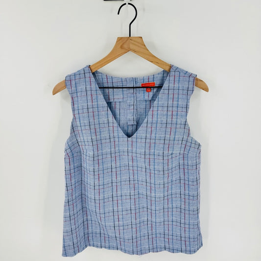 Modcloth Sleeveless Top Blue Plaid Size M Coastal Preppy Nautical Americana
