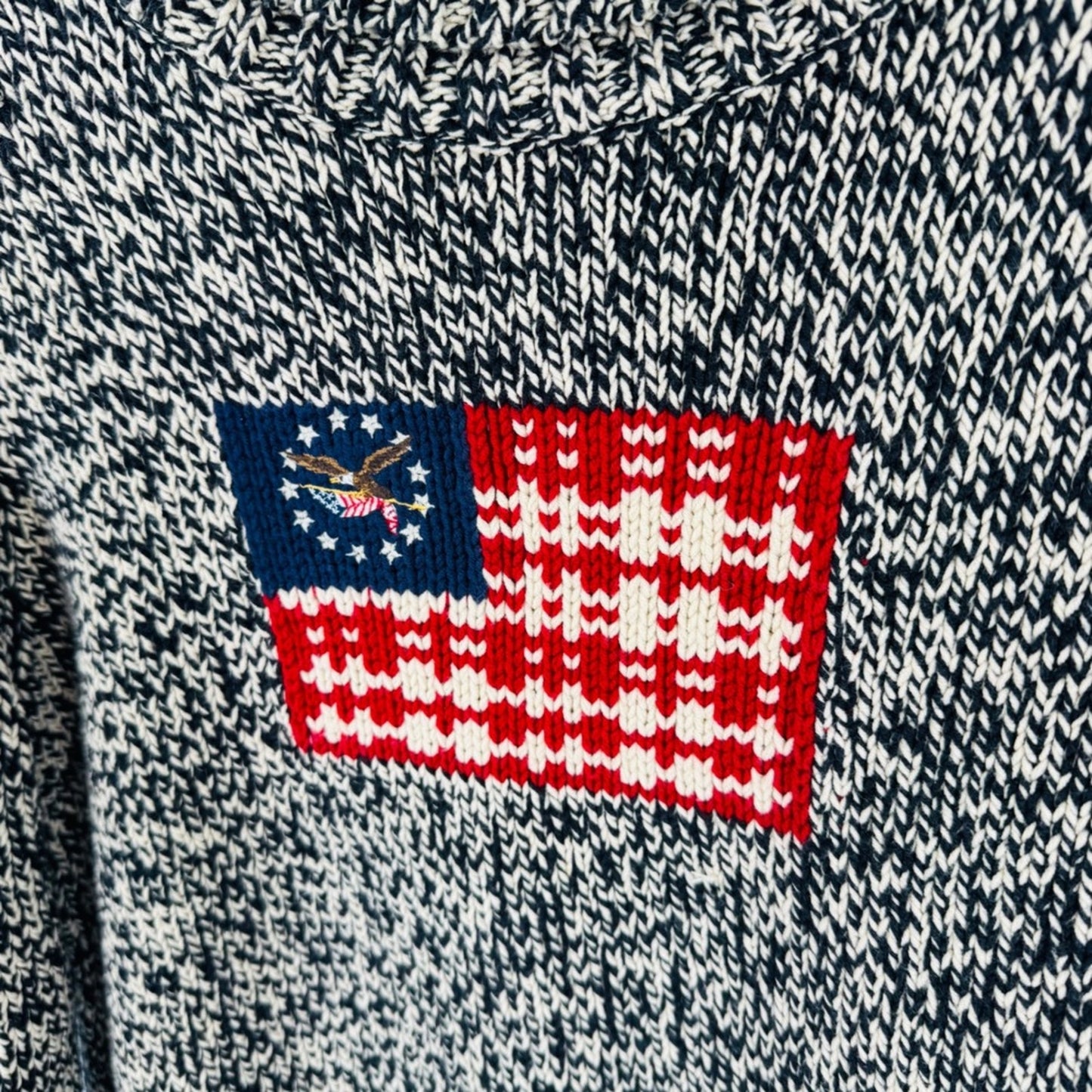 Marled Chunky Knit American Flag Knit Turtleneck Size S Heritage Cabin Cabin