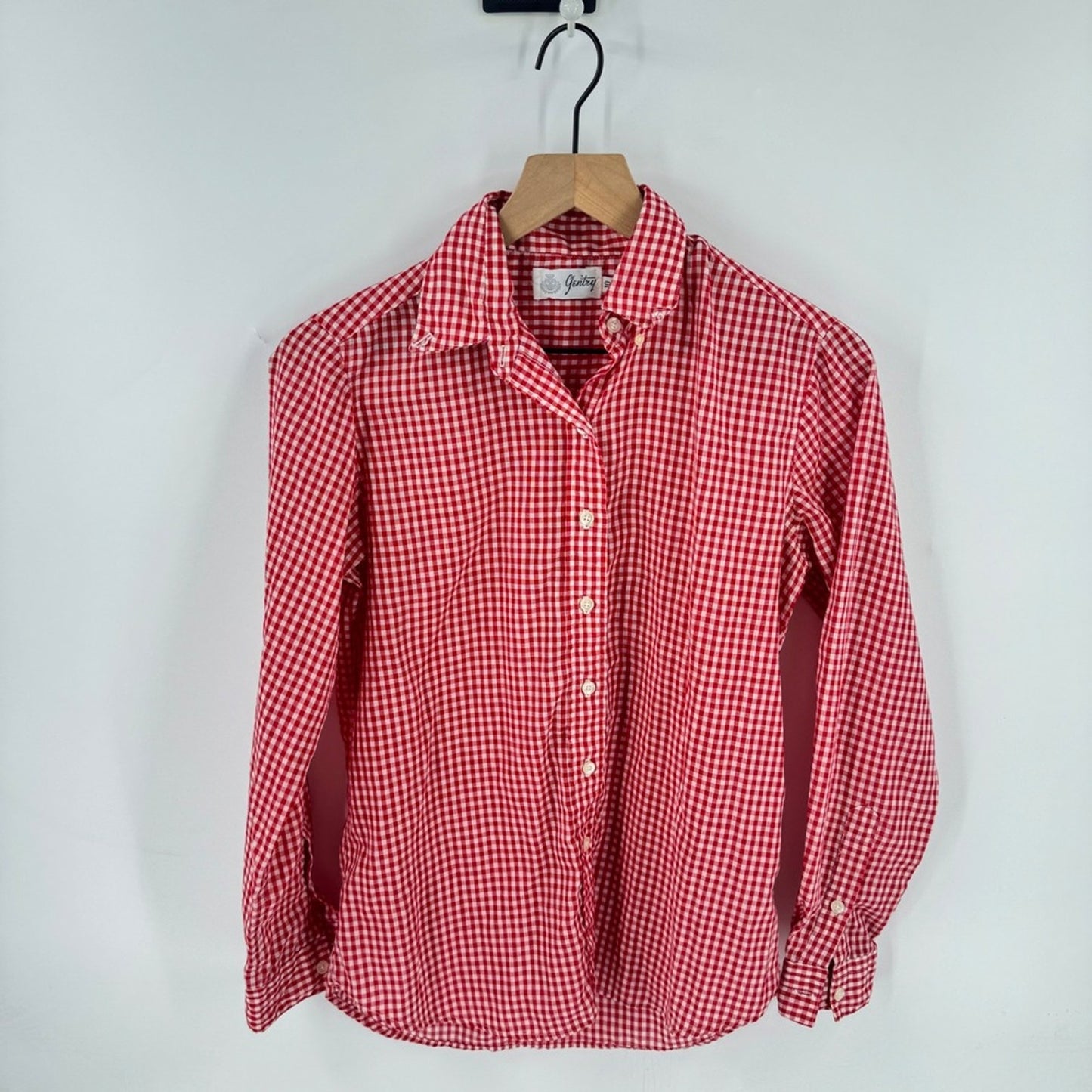 Gentry Button Down Shirt Red 10 Gingham Check Long Sleeve Americana Heritage