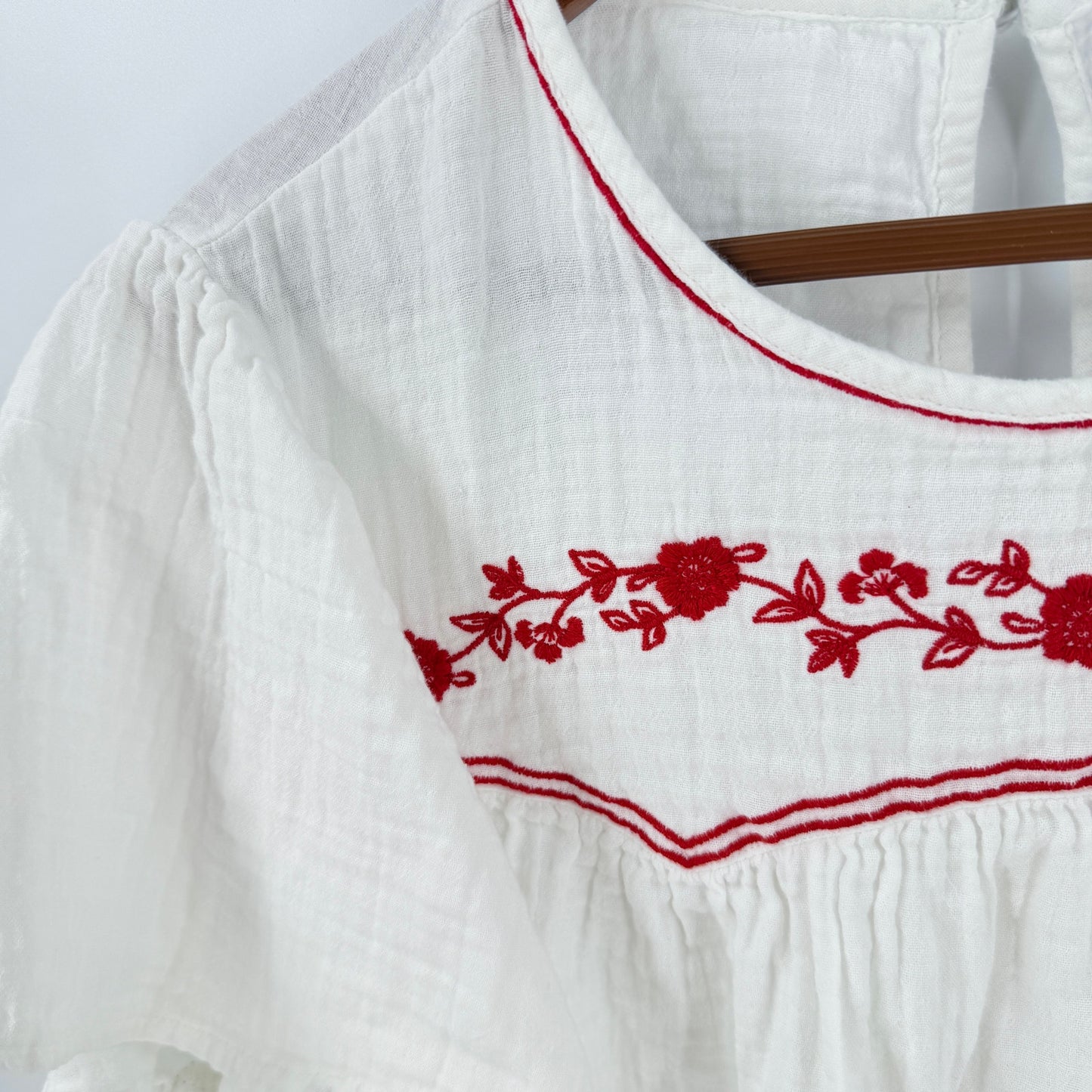 Lane Bryant Embroidered Peasant Top White Cotton Size 18 Coastal Americana