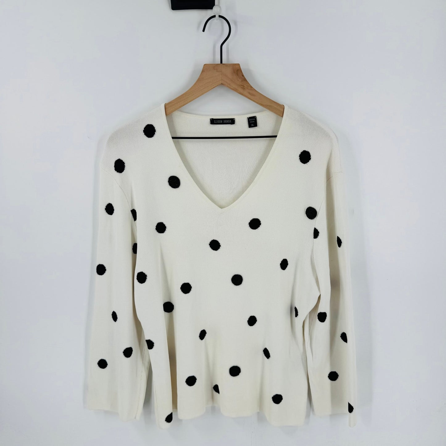 Vintage Venini Nights Embellished Polka Dot Lightweight Sweater XL Retro Look