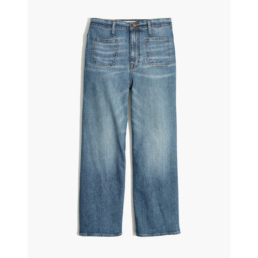 Madewell‎ NWT Wide Leg Crop Jeans Cotton Stretch Mid Rise Medium Wash Size 35