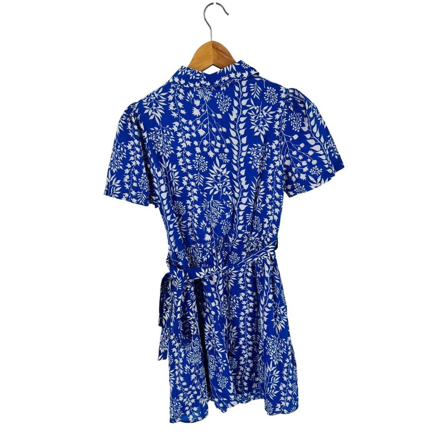 Mango Blue White Floral Cotton Shift Dress Size 4 Breezy Coastal Preppy Summer