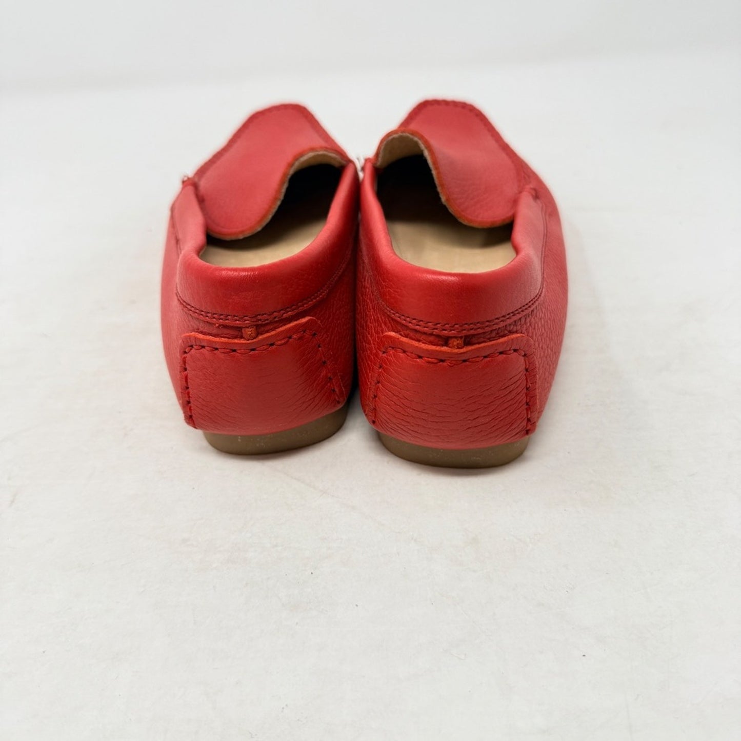 Celini Red Pebbled Leather Driving Loafers Slip On Moc Toe Shoes EU 37.5