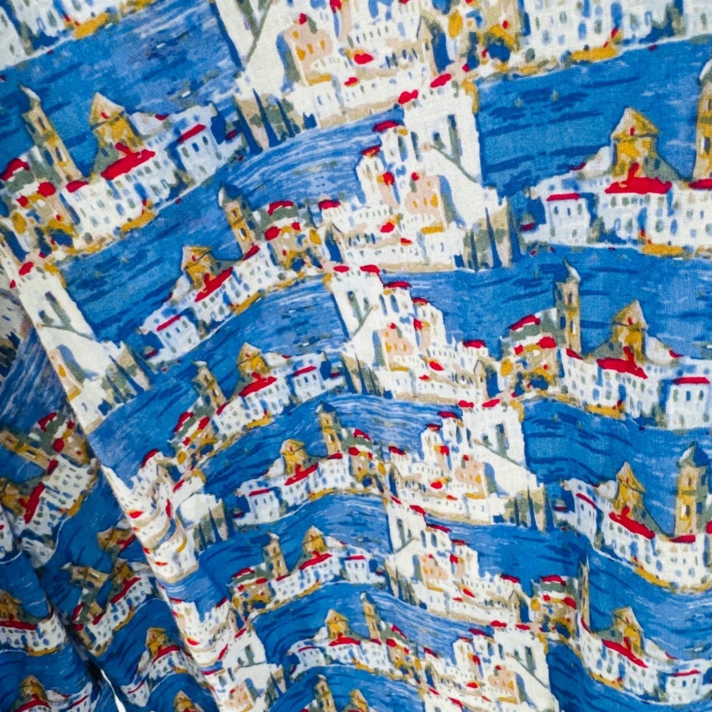 Talbots Blue Mediterranean Coastal Village Cotton Shirt Size 1X‎ Architectural