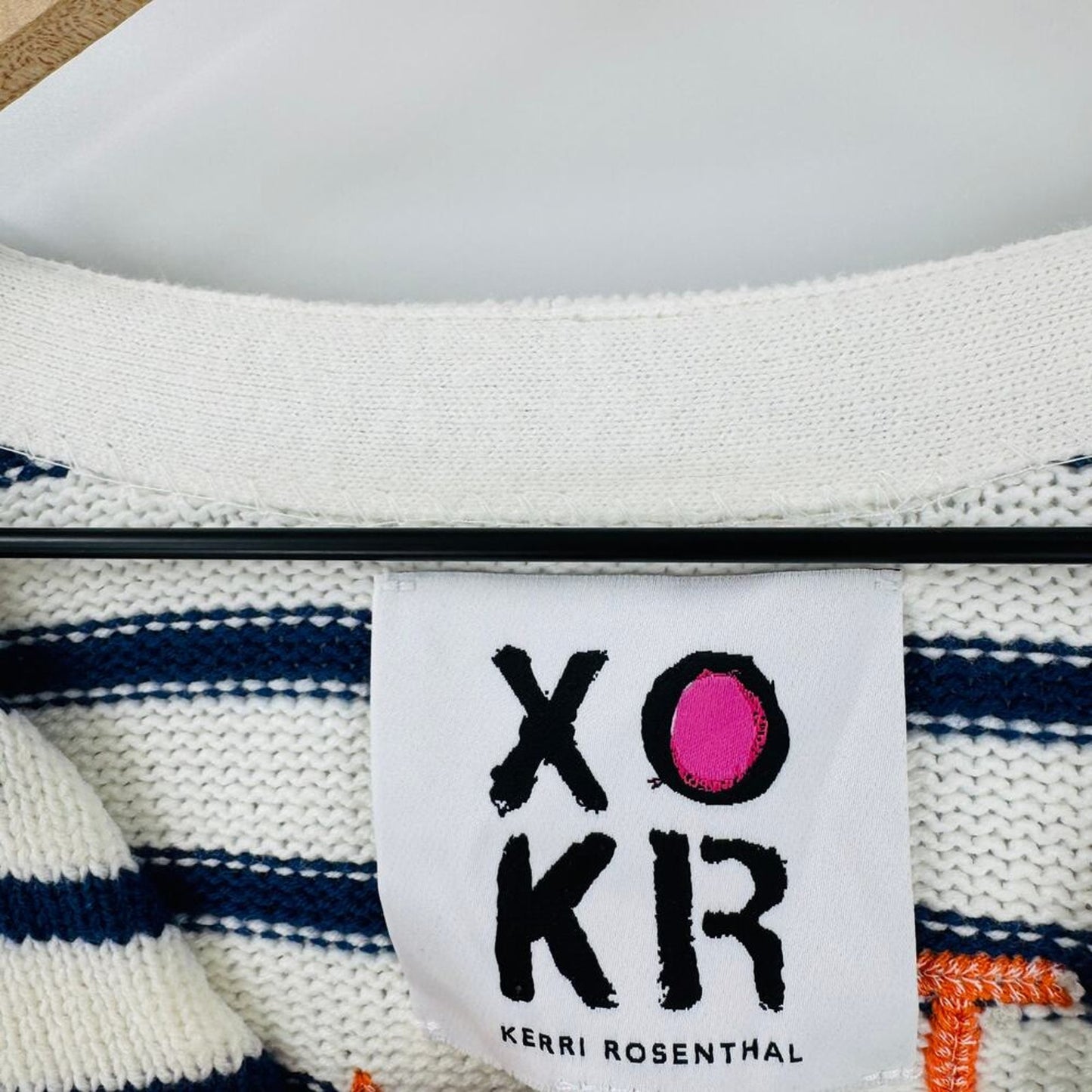 Kerri Rosenthal XOKR Striped Pullover Sweater Embroidered Nautical Size M Medium