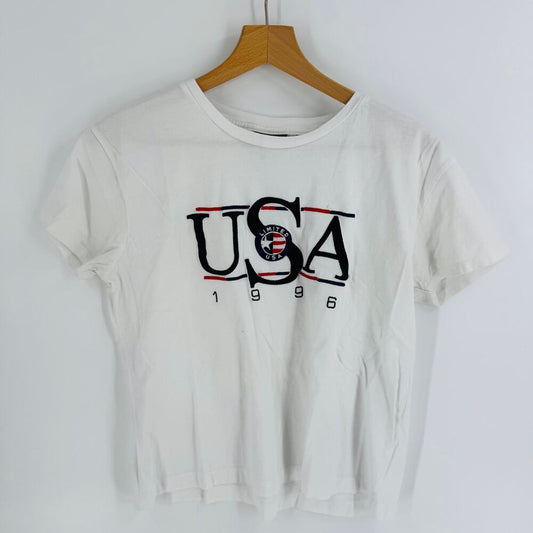 Vintage 90s Limited USA 1996 Graphic Tee White XL Embroidered Cotton T-Shirt‎