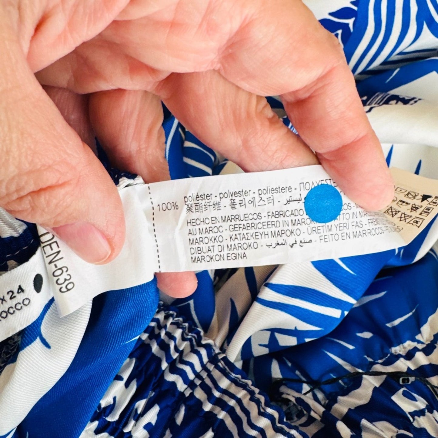 Zara Tropical Palm Print Shorts Blue White XS High Waist Coastal Resorwear NWT