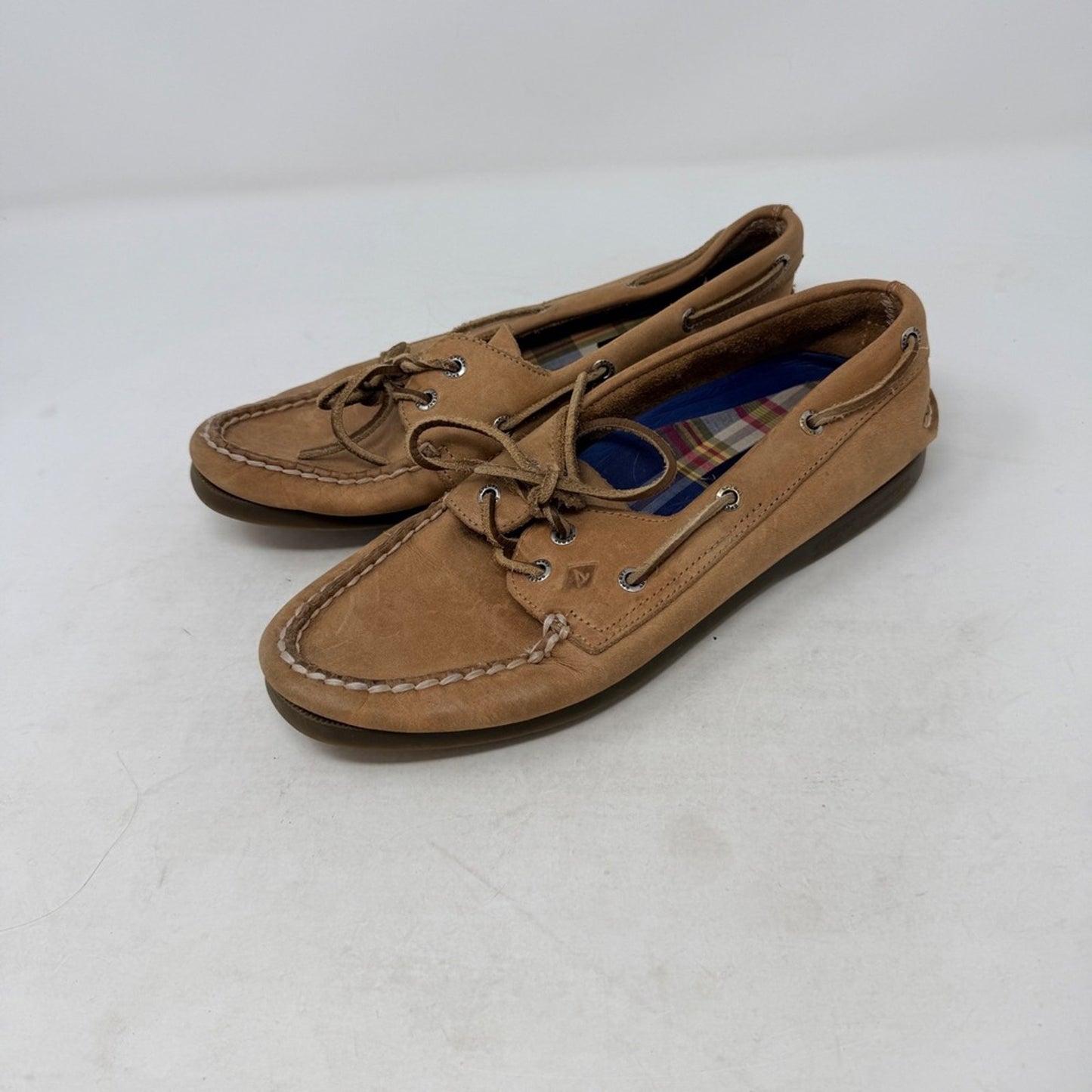 Sperry Authentic Original Leather Boat Shoes Tan 2 Eye Moc Toe Womens 7.5W