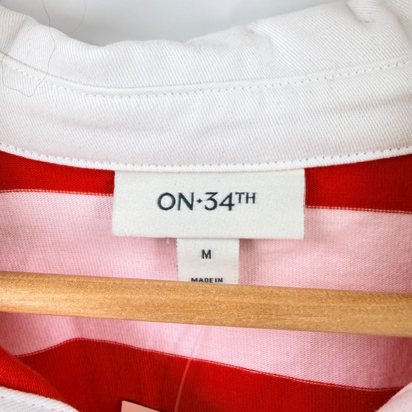 On 34th Rugby Shirt Pink Red Stripe Medium NWT Coastal Americana