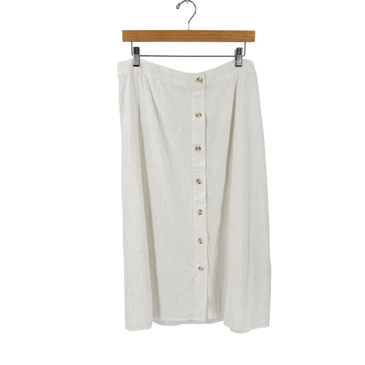 LC Lauren Conrad White Linen Blend Midi Skirt NWT XL Coastal Boho Clean Girl