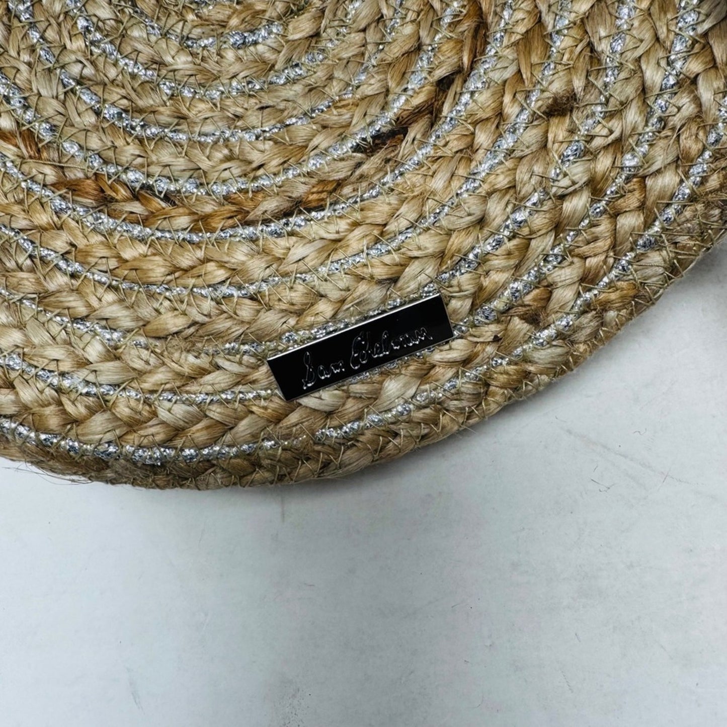 Sam Edelman NWT Round Straw Bag‎ Woven Silver Accents Rainbow Strap