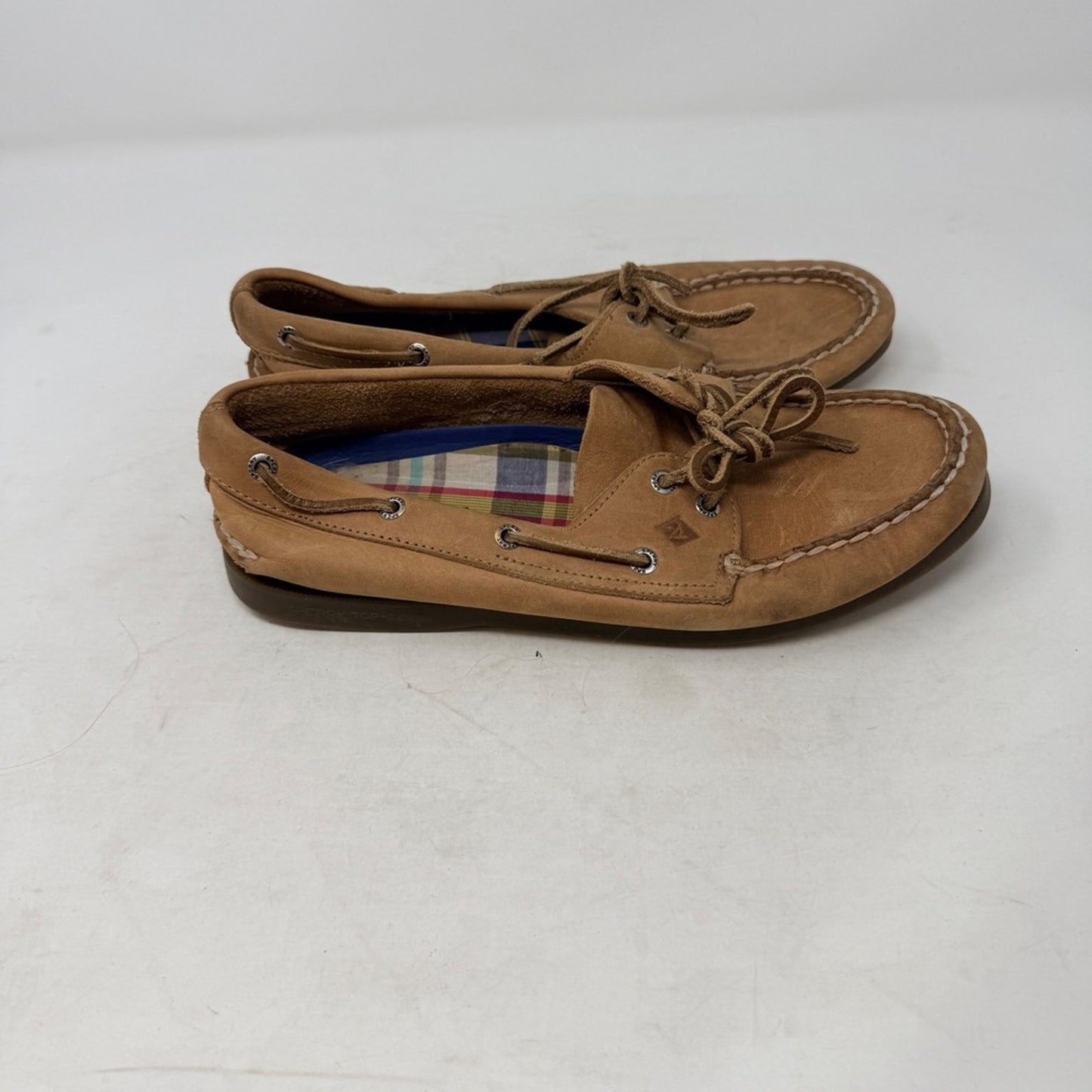 Sperry Authentic Original Leather Boat Shoes Tan 2 Eye Moc Toe Womens 7.5W