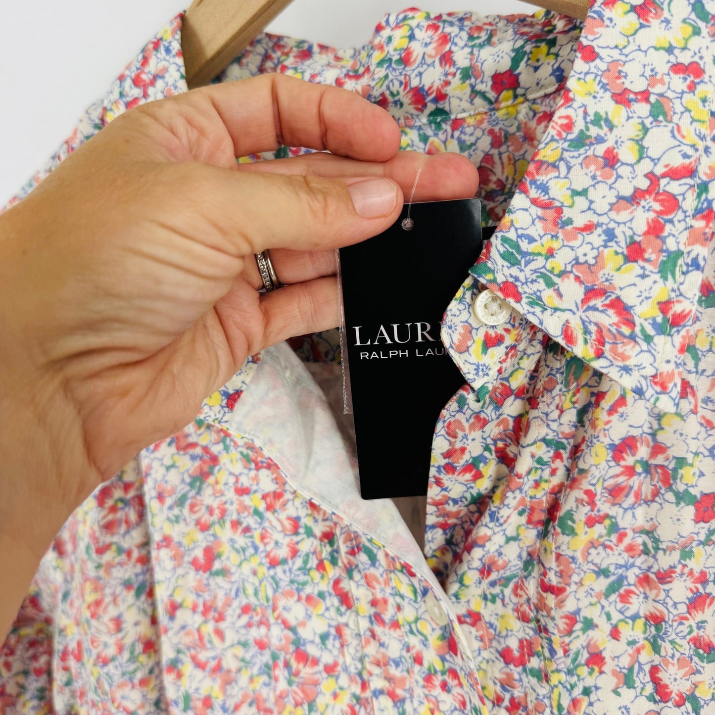 Lauren Ralph Lauren NWT Floral Belted Puff Sleeve Mini Dress Cotton Size 18