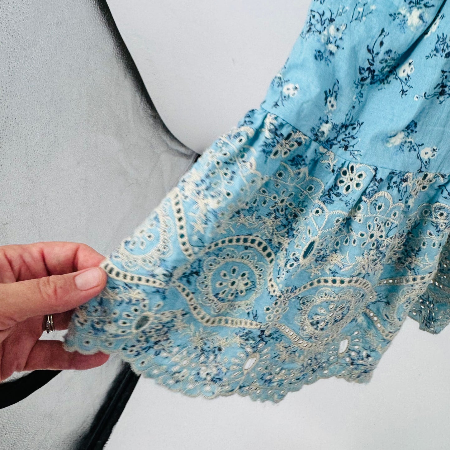Anthropologie A Collective Story Smocked Floral Babydoll Dress Long Sleeve Sz M
