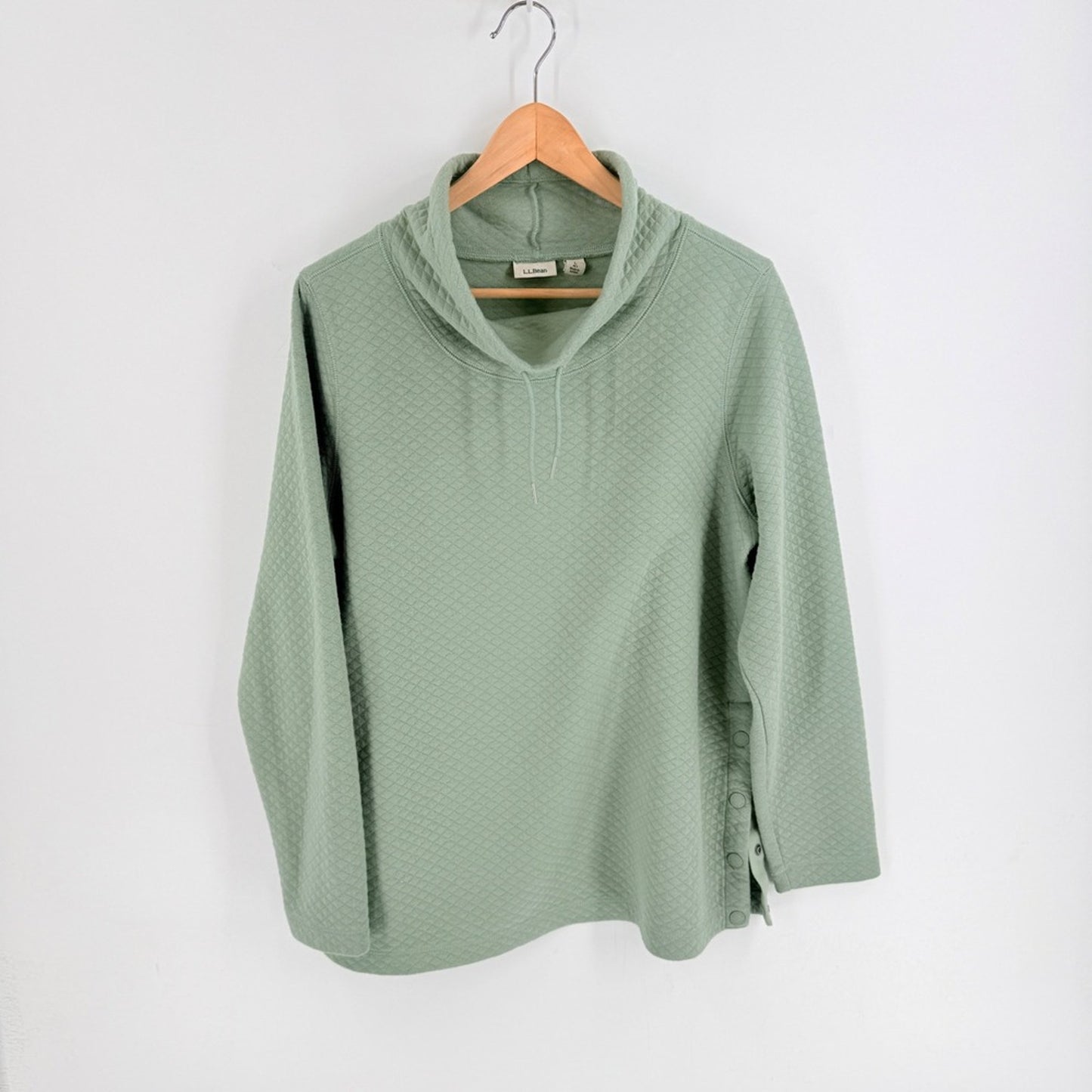 L.L. Bean Quilted Funnel Neck Pullover Sage Green Size LP Gorpcore Granola Soft