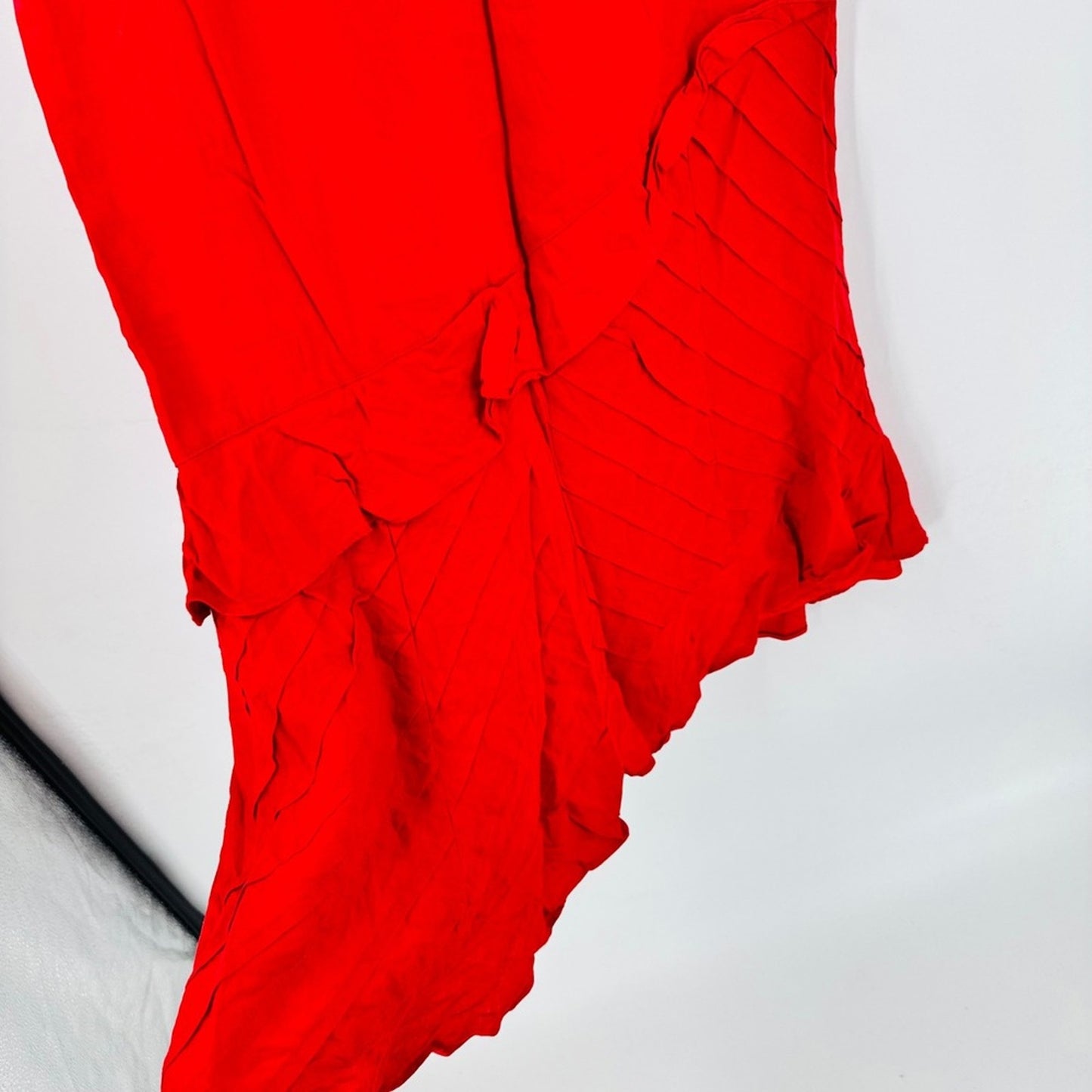 Vintage J.Song Collection 100% Linen Red Asymmetric Midi Skirt Red Size 12 Boho