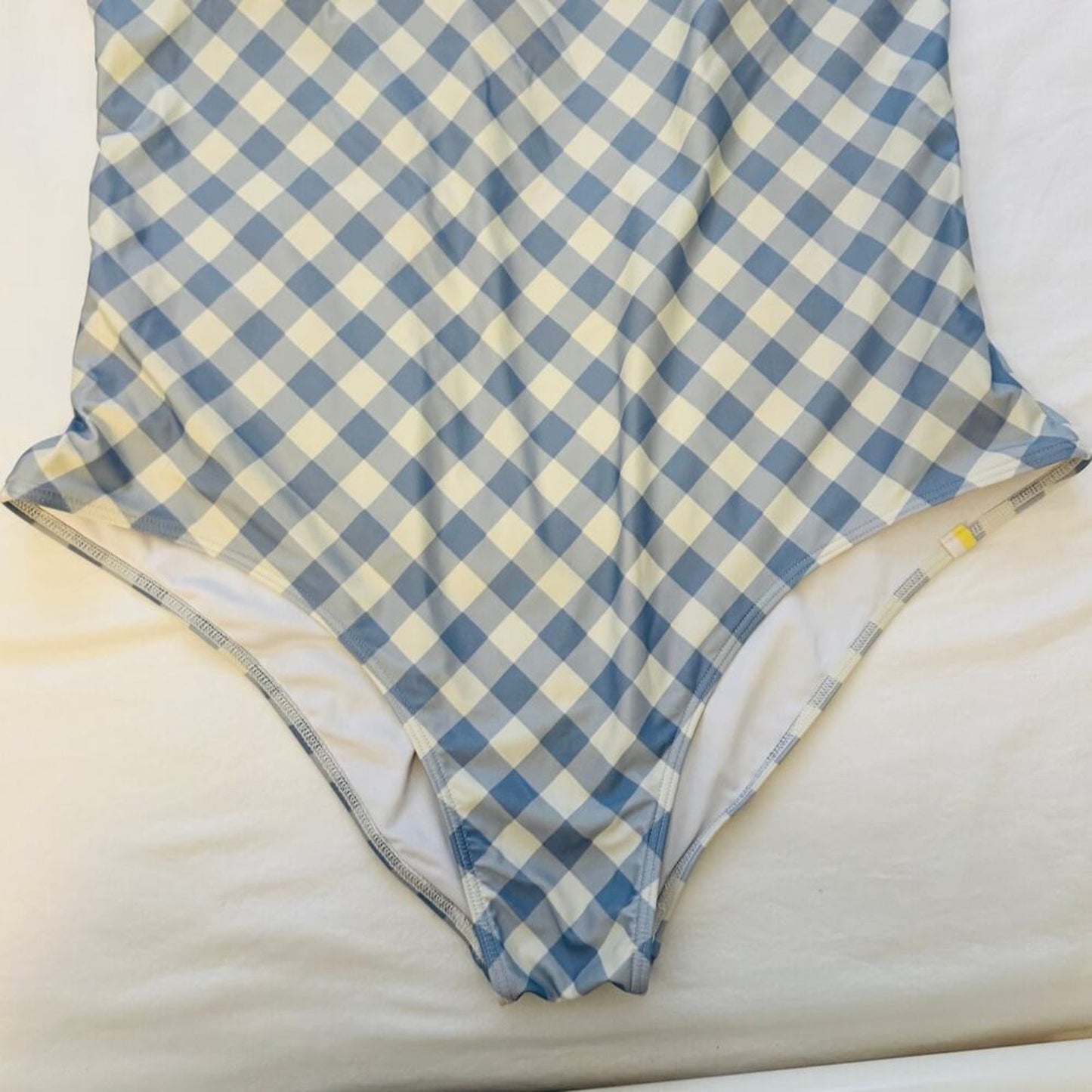 Summersalt Cream Blue Gingham Halter Tie Back One Piece Swimsuit Size 18