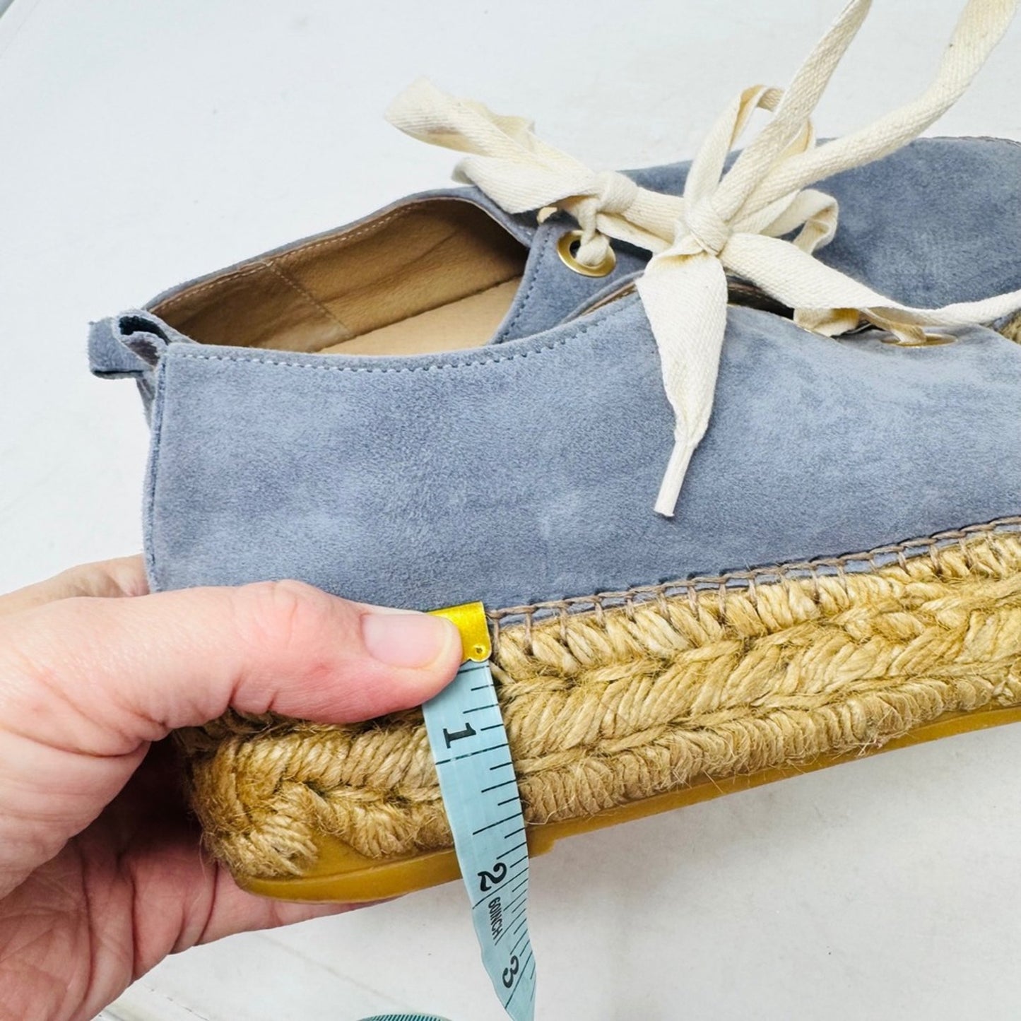 Eric Michael Blue Suede Espadrille Sneakers EU 38 Platform Spain Boho Coastal