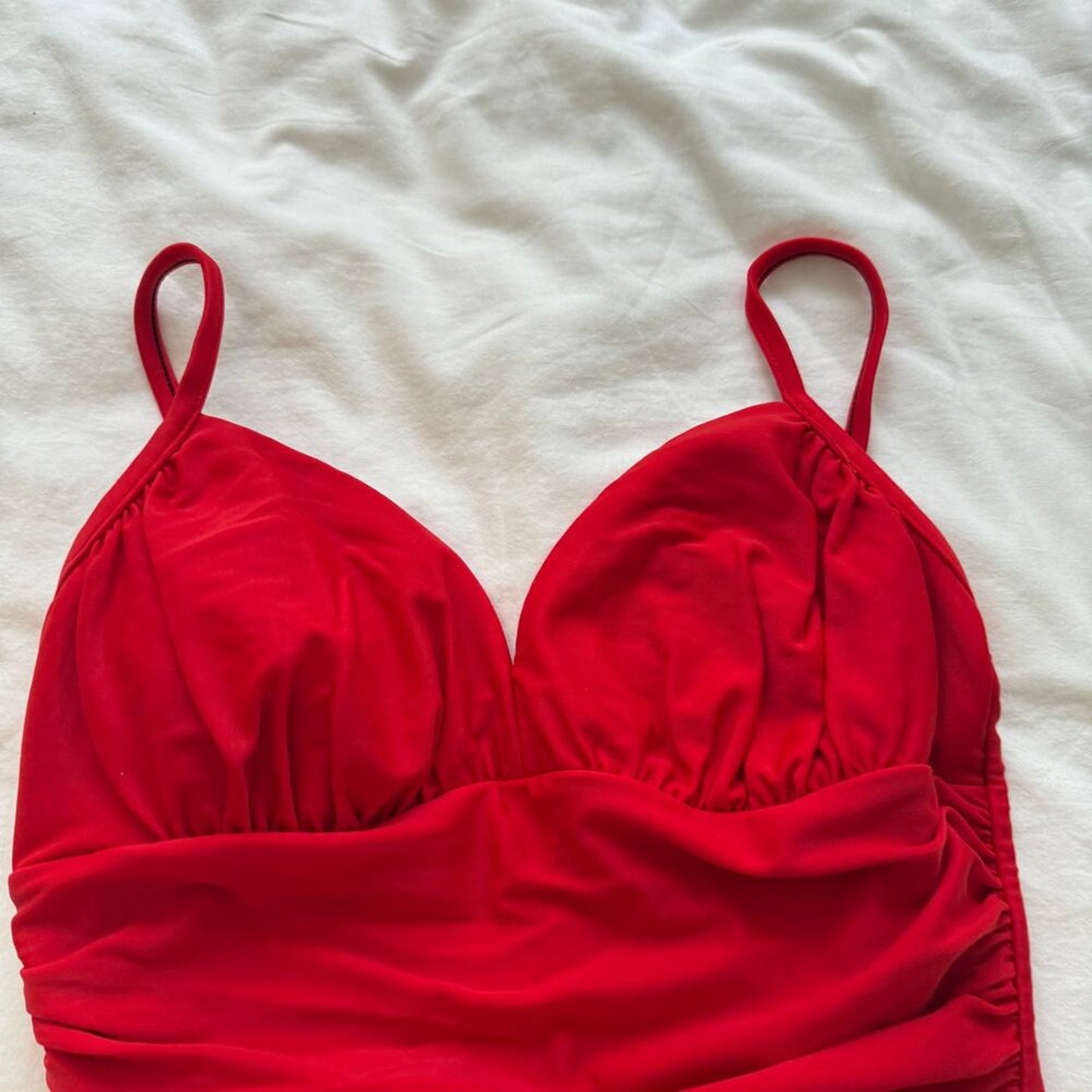 Carol Wior Red One Piece‎ Swimsuit M Tummy Control Underwire Ruched Swimwear