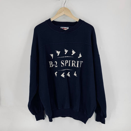 College House B-2 Spirit Graphic Sweatshirt Navy‎ Blue XXL Men