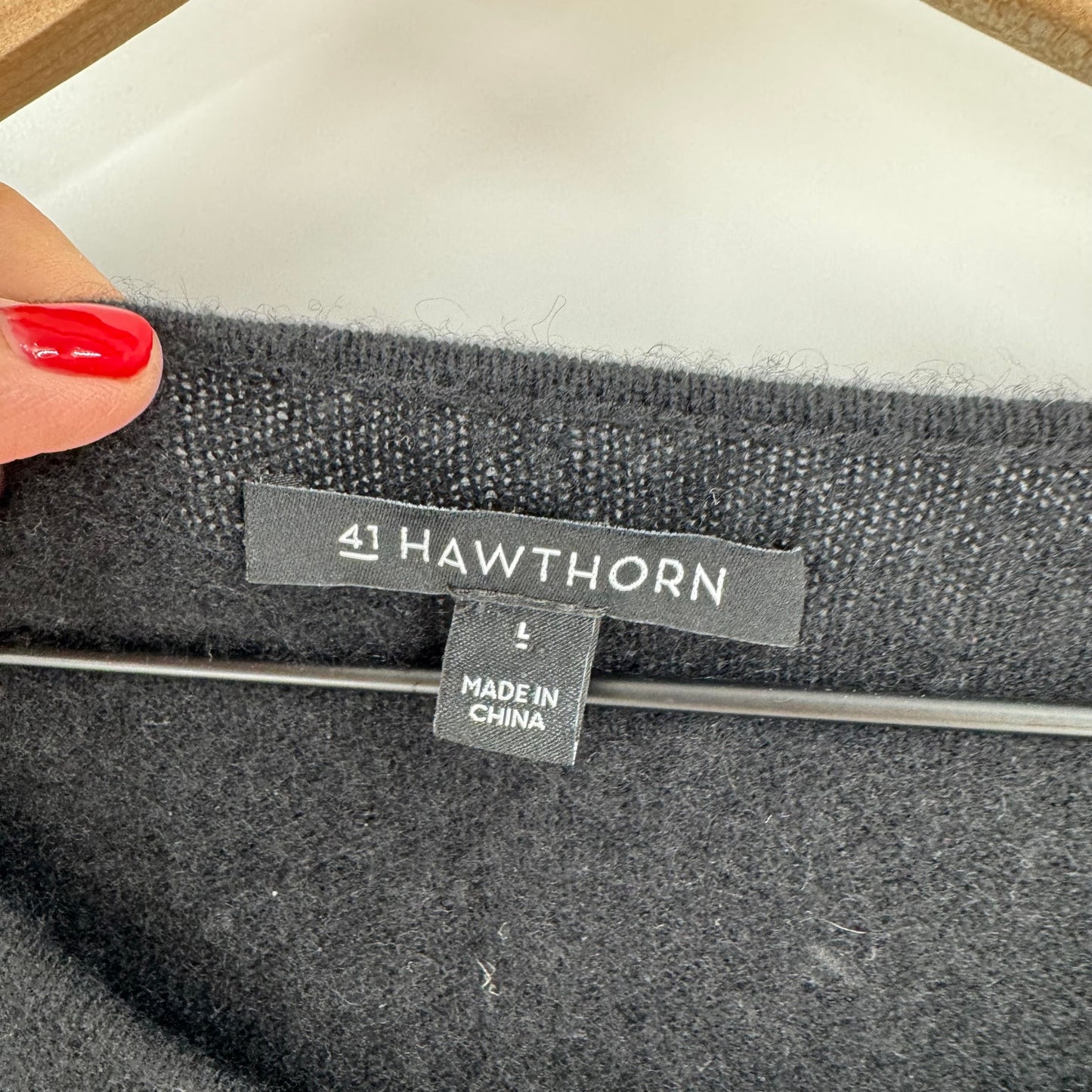 41 Hawthorn 100% Cashmere Black Crewneck Sweater Size L Minimalist Capsule